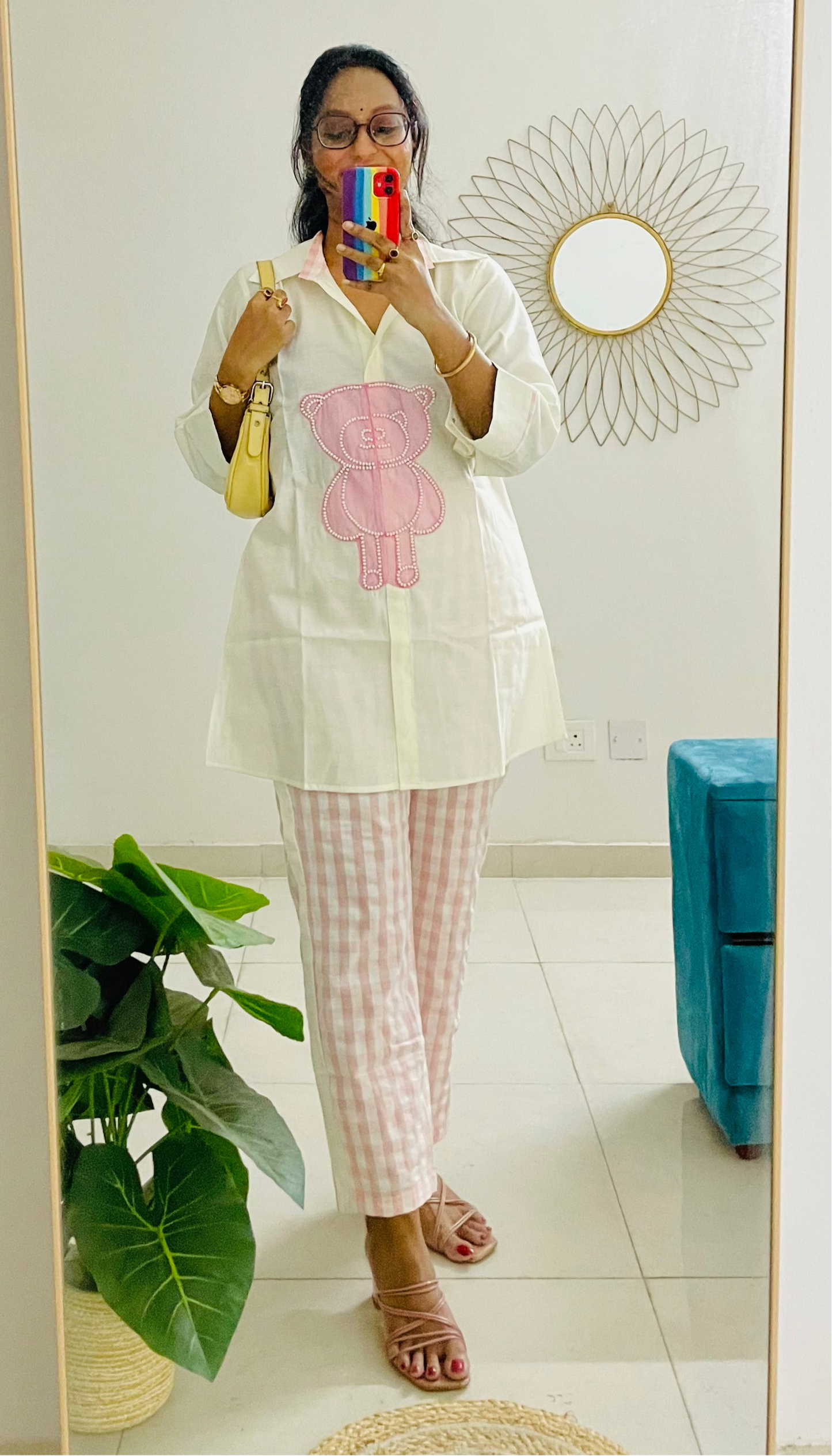 T038-PEARLY PINK PUFF TEDDY KISS COTTON CO-ORD