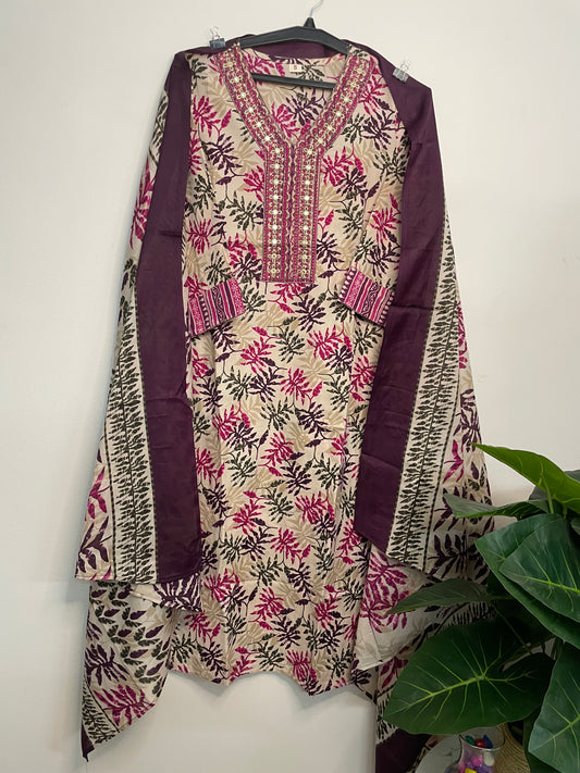 T100- Premium Pure Cotton kurti with pant and dupatta