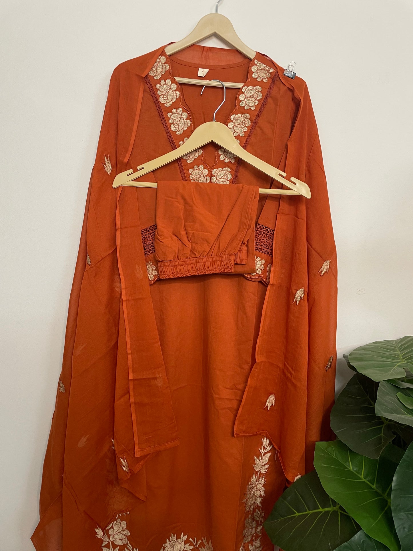 T071-Premium Pure cotton kurti with pant and dupatta