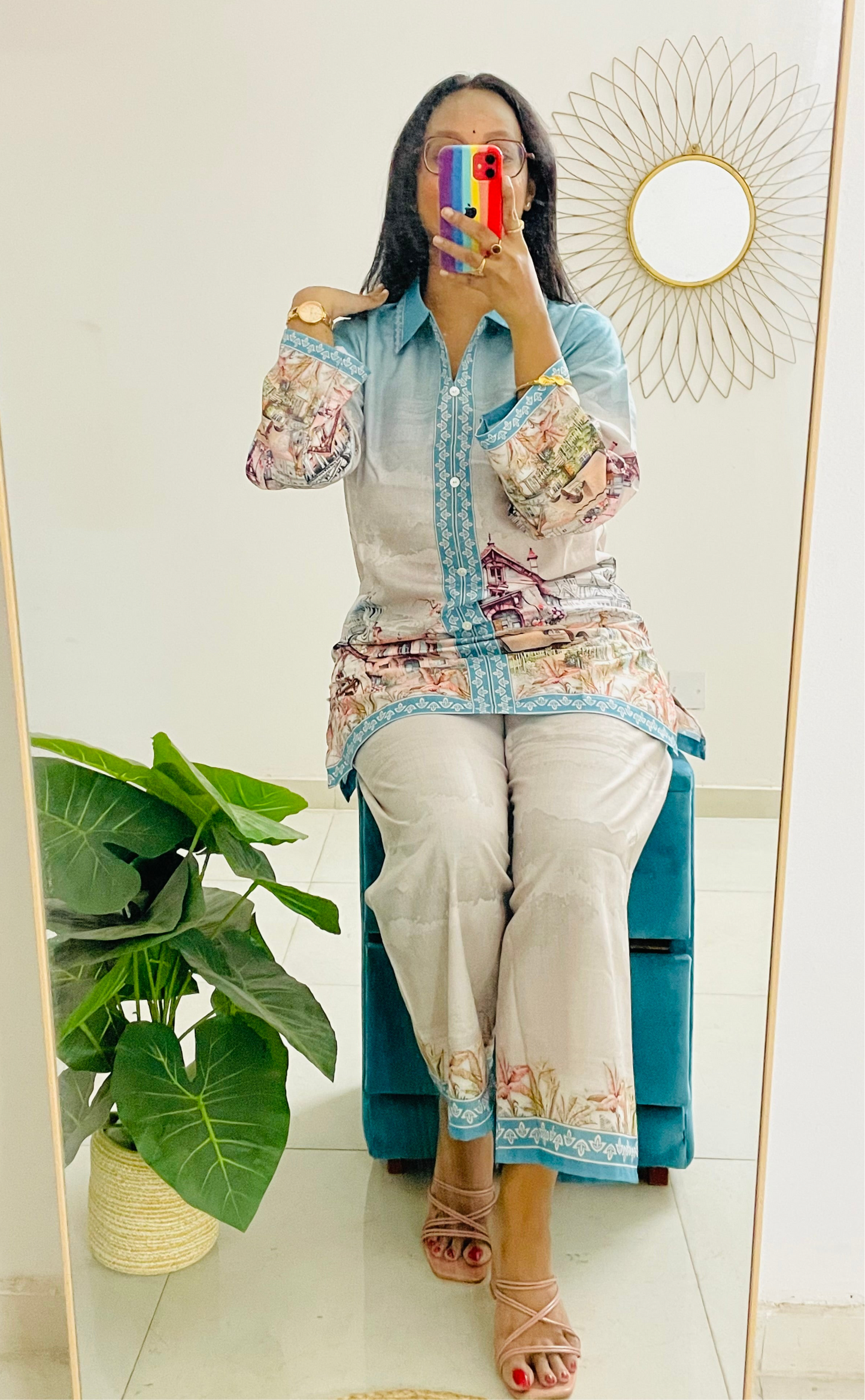 T040-CANVAS OF CLOUDS PAINTED COTTON CO-ORD