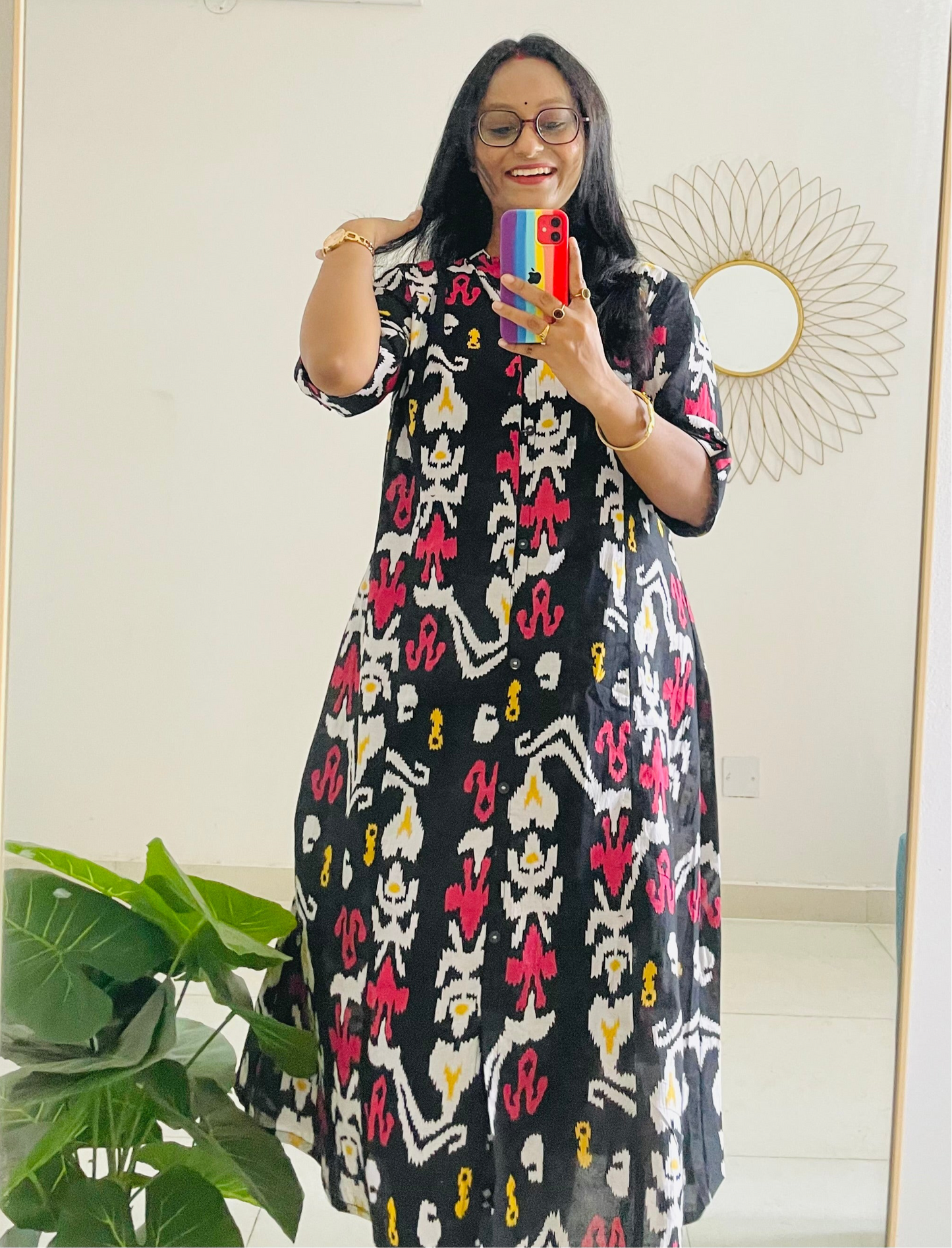 T029- BLACK IVORY COTTON KURTA SET