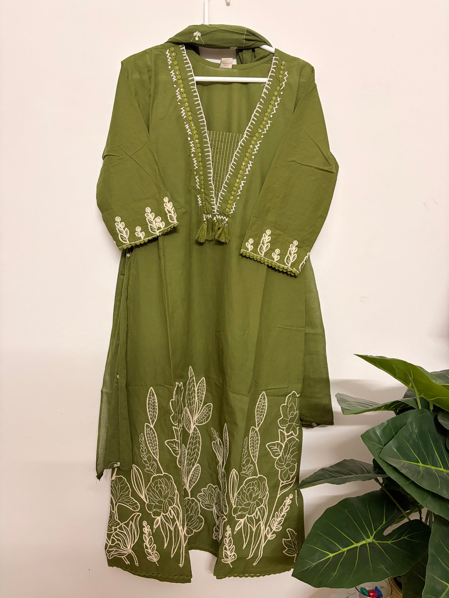 T116- Premium Pure Cotton kurti with pant and dupatta