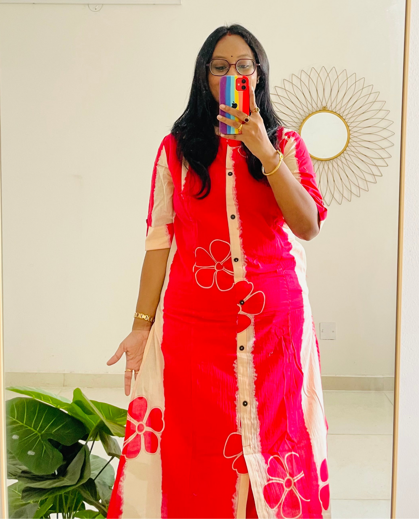 T030-FUSCHIA TIE DYE COTTON KURTA SET