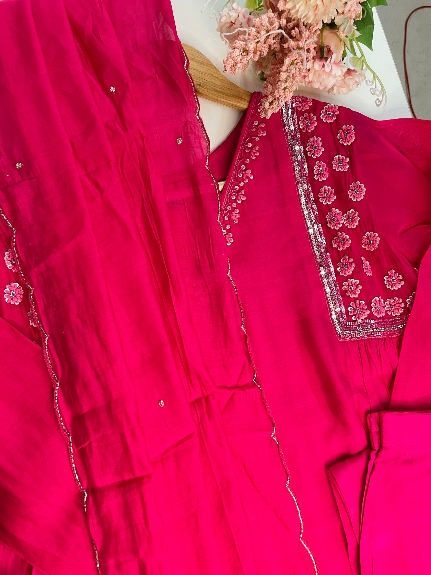 T054-Premium Pure Mul Chanderi kurti with pant and dupatta