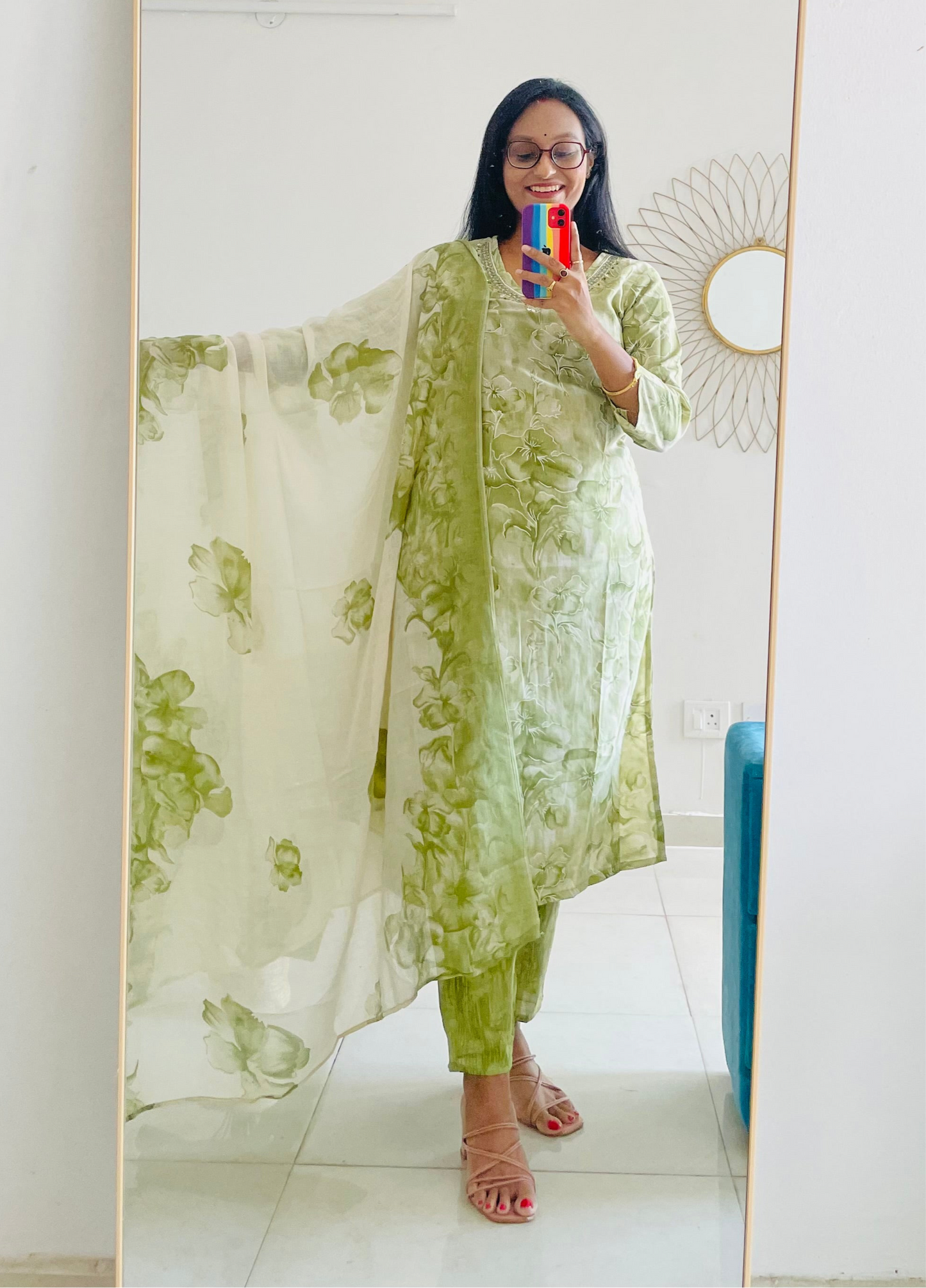 T020-Premium Pure cotton kurti with pant and dupatta