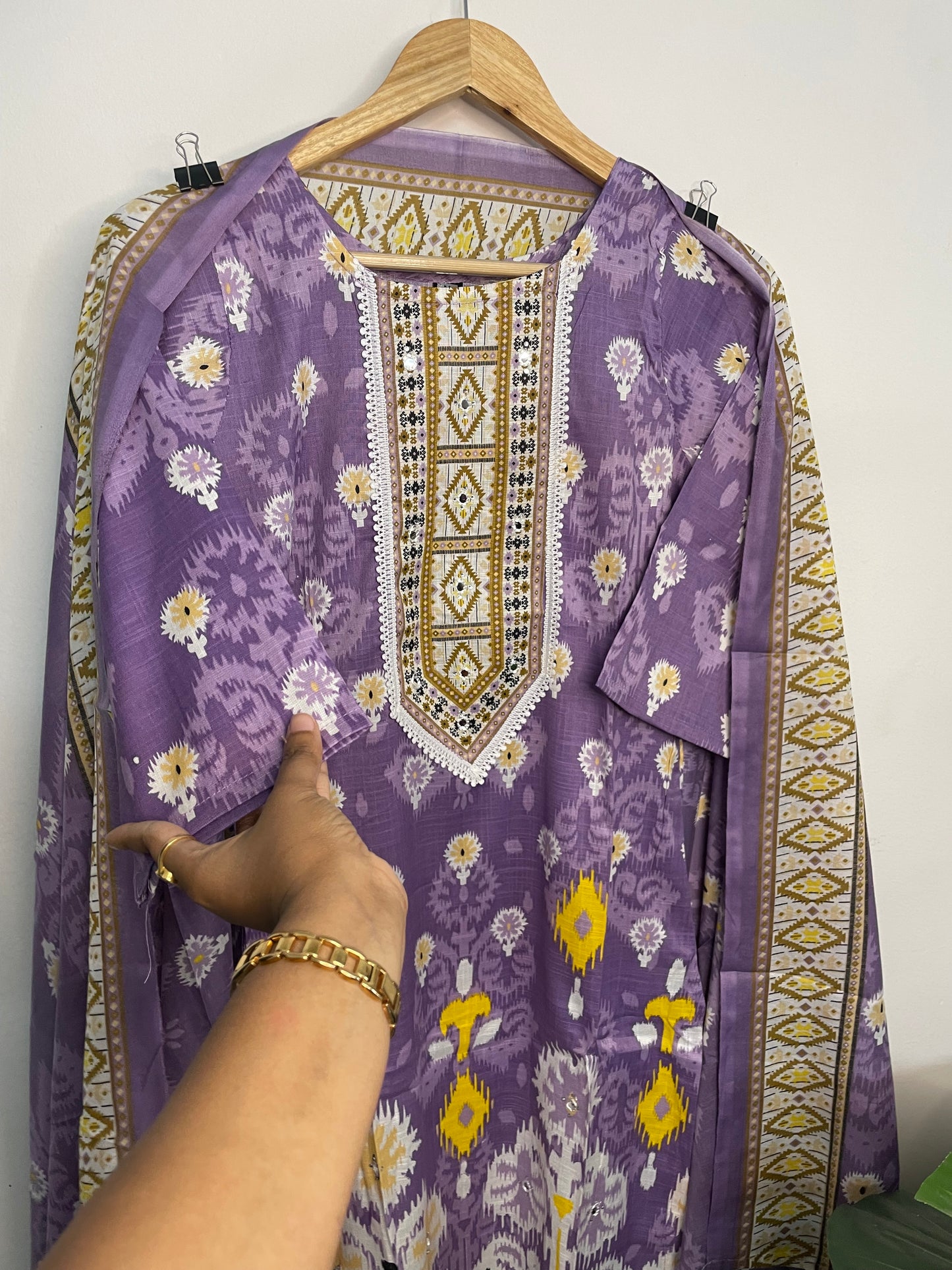T099- Premium Pure Cotton Straight Kurti with pant and dupatta
