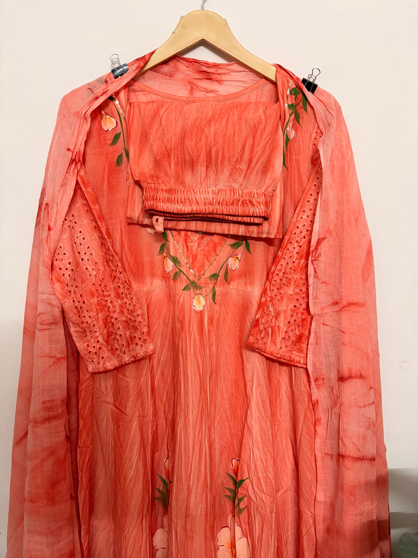 T113- Premium Pure Cotton Anarkali kurti with pant and dupatta