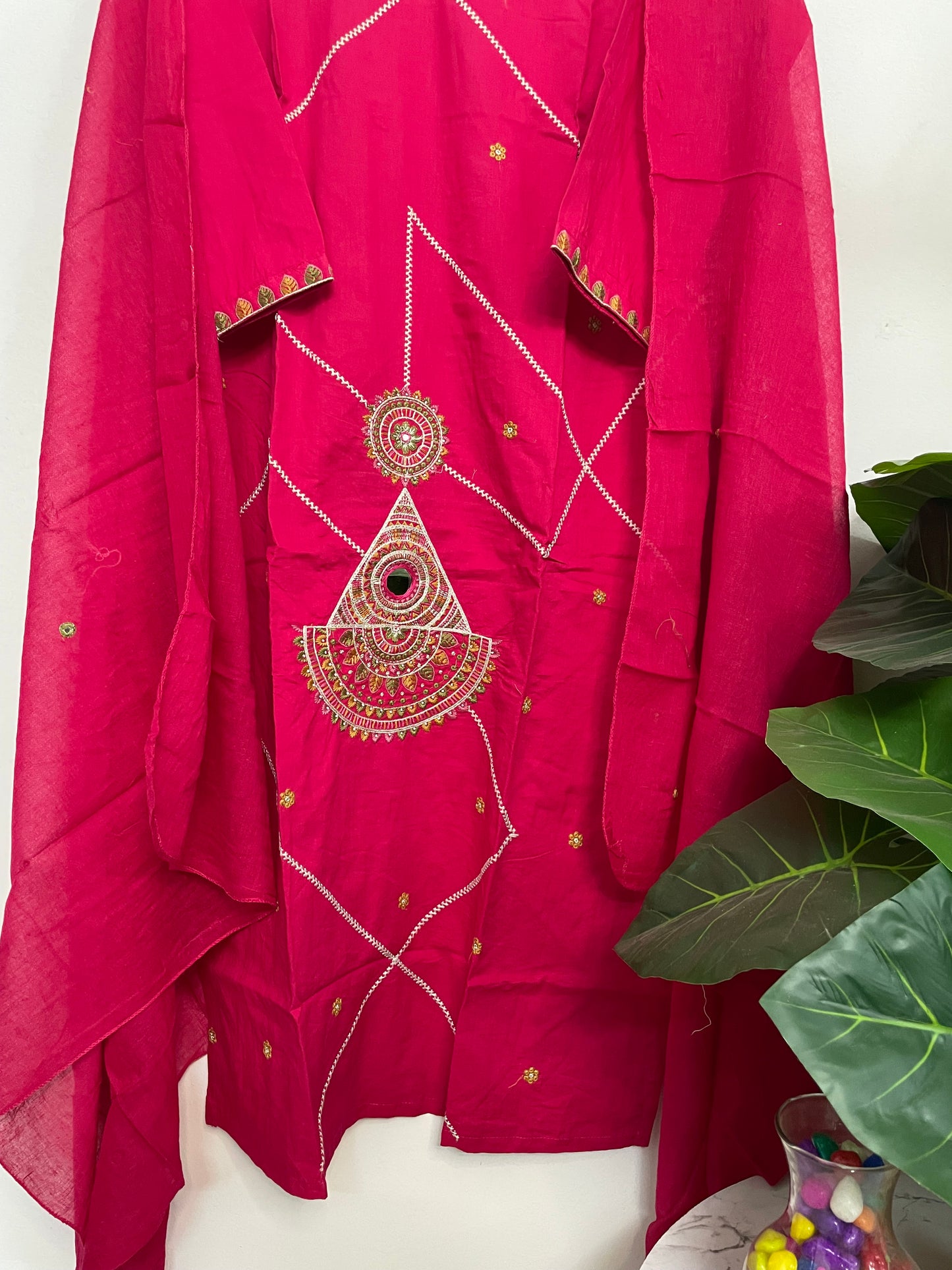 T073-Premium Pure cotton kurti with pant and dupatta