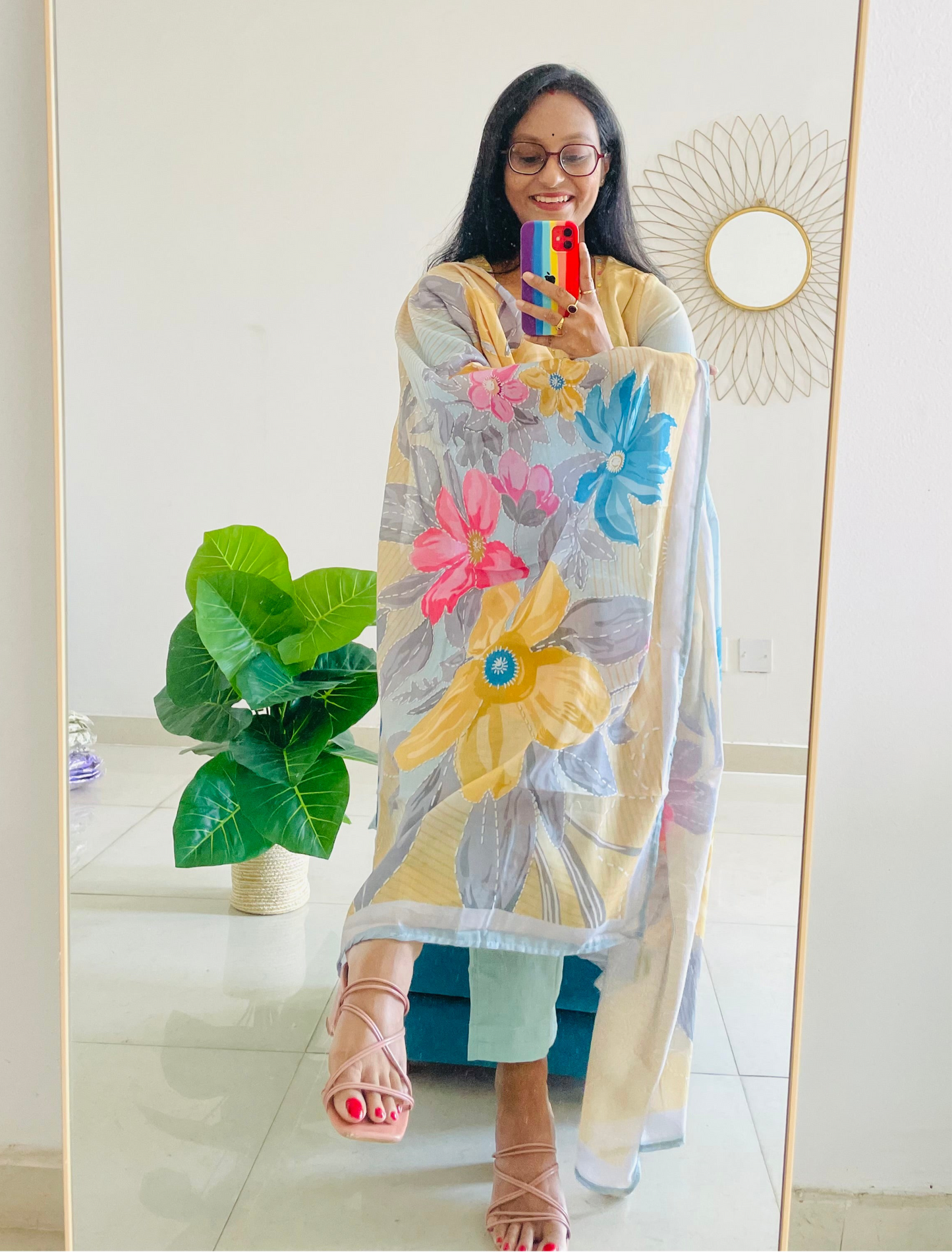 T018-Premium Pure cotton digital print kurti with pant and dupatta