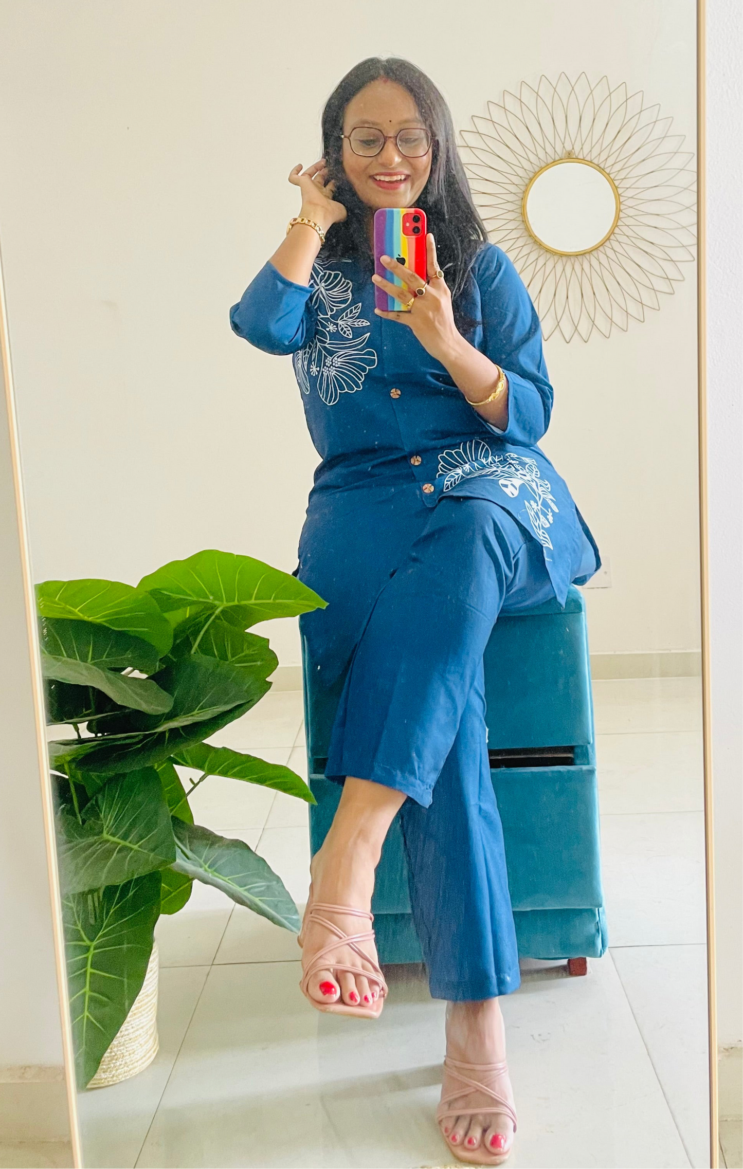 T034-NAVY MUSE PREMIUM COTTON CO-ORD