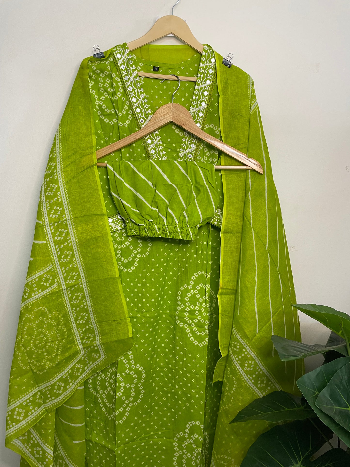 T095- Premium Pure Cotton A-line kurti with pant and dupatta