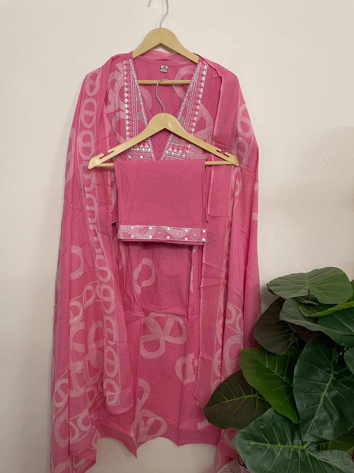 T075-Premium Pure cotton kurti with pant and dupatta