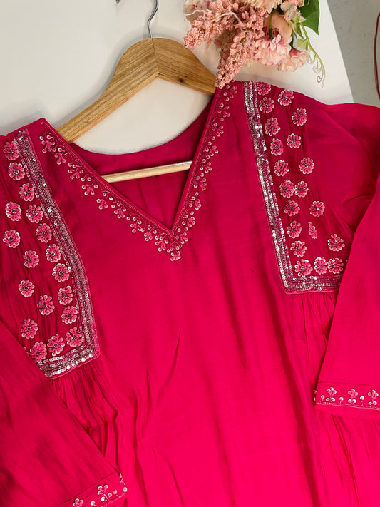 T054-Premium Pure Mul Chanderi kurti with pant and dupatta