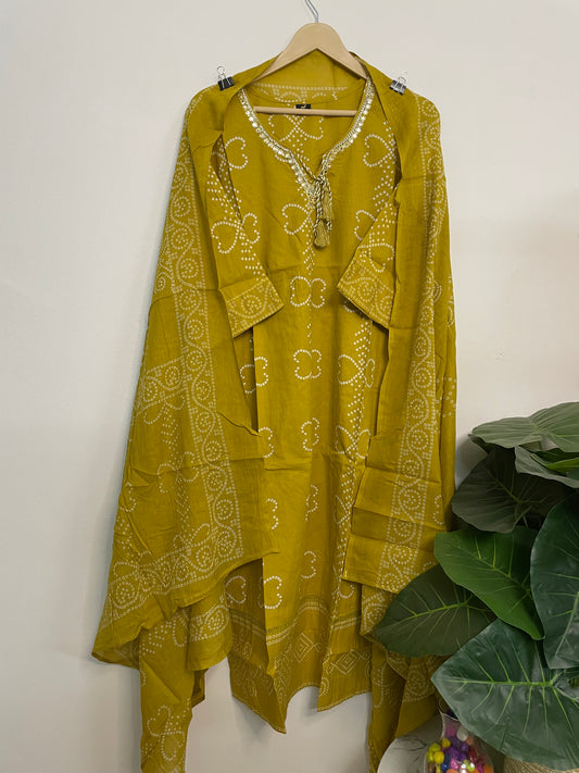 T079- Premium Pure cotton kurti with pant and dupatta