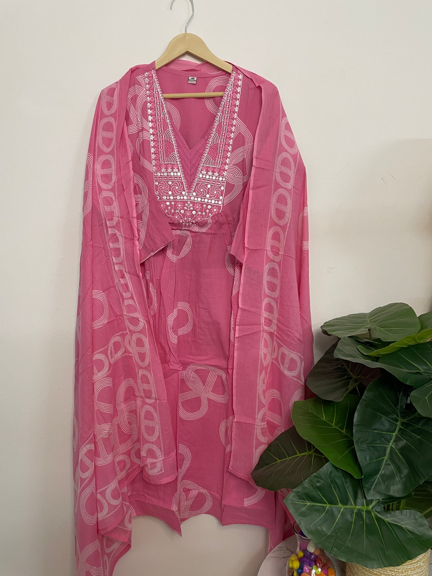 T075-Premium Pure cotton kurti with pant and dupatta