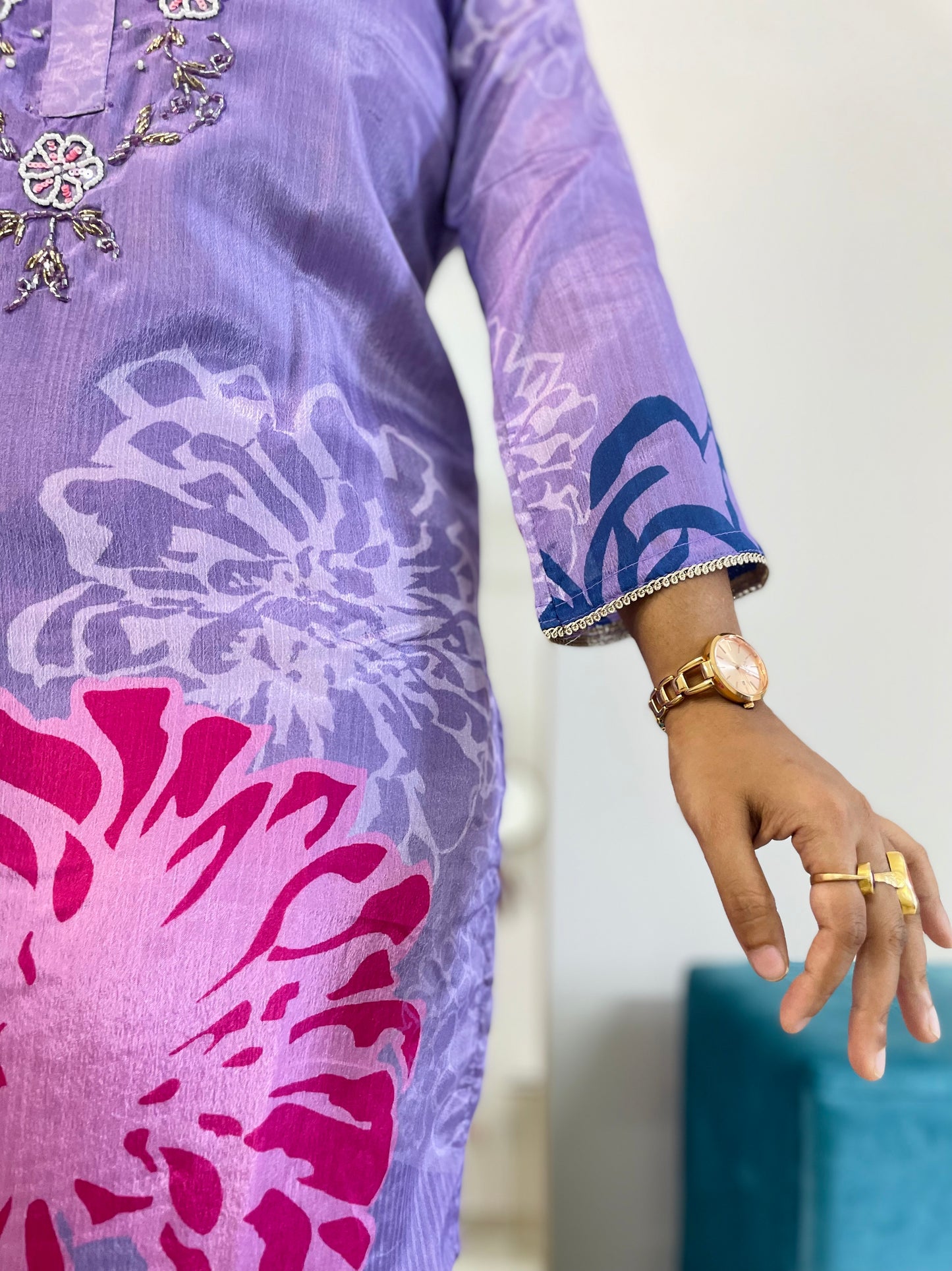 T045-Premium Pure Muslin digital print kurti with pant and dupatta