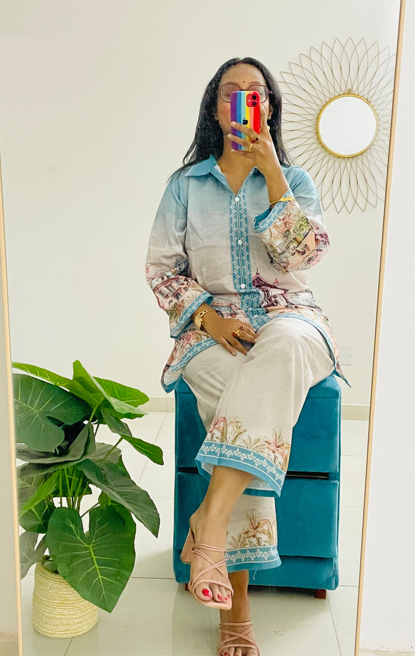 T040-CANVAS OF CLOUDS PAINTED COTTON CO-ORD