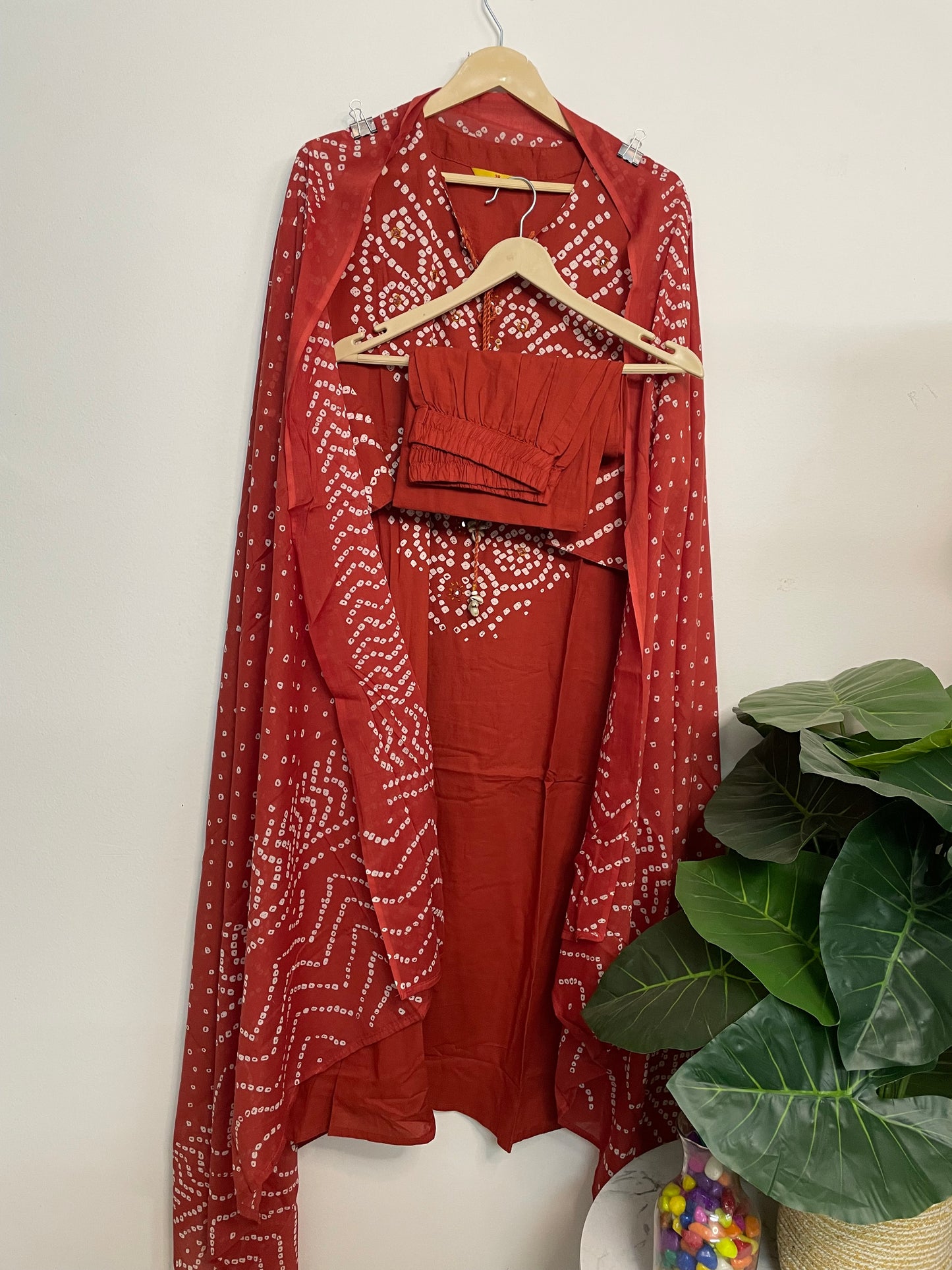 T085- Premium Pure Cotton Straight Kurti with pant and dupatta