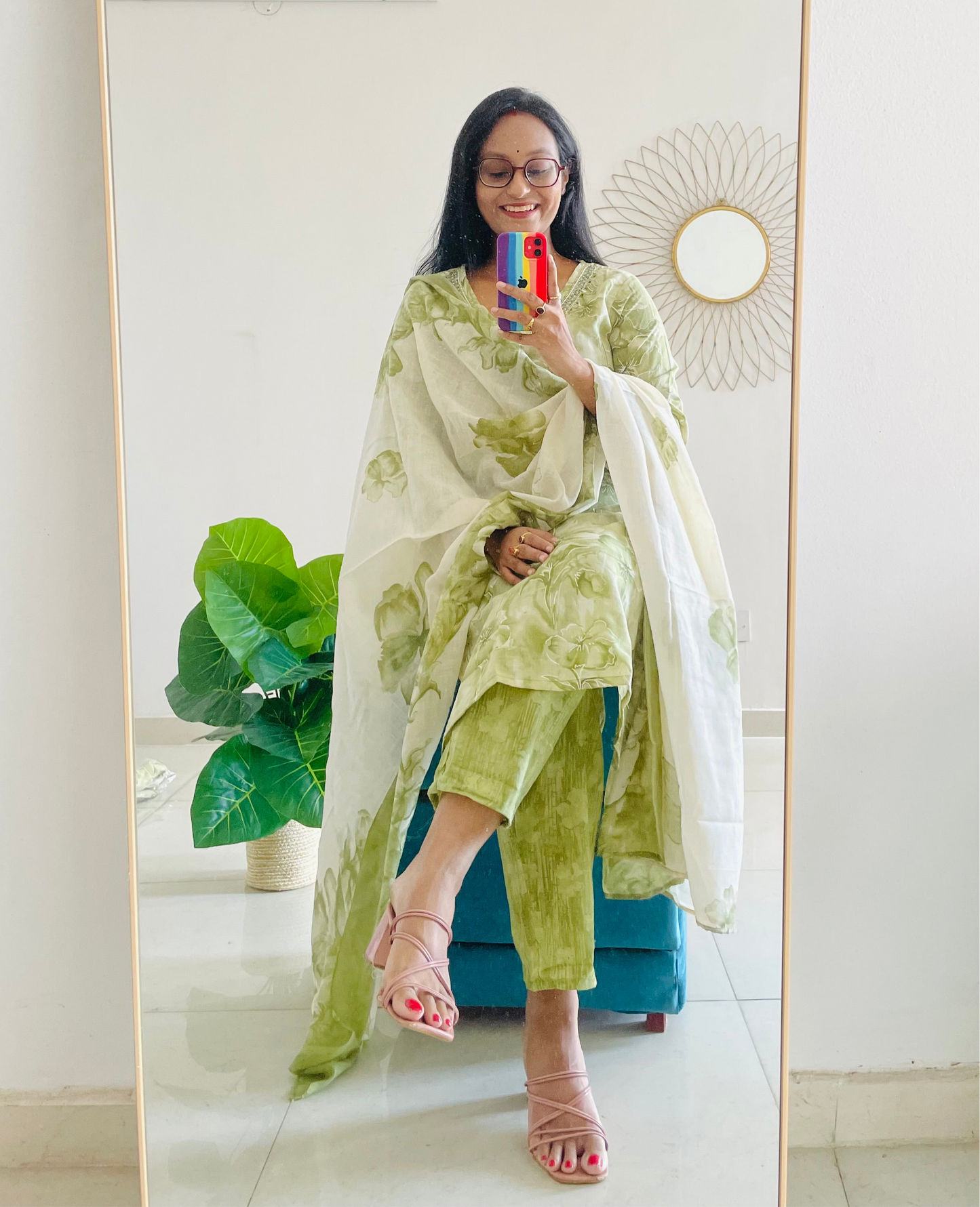 T020-Premium Pure cotton kurti with pant and dupatta