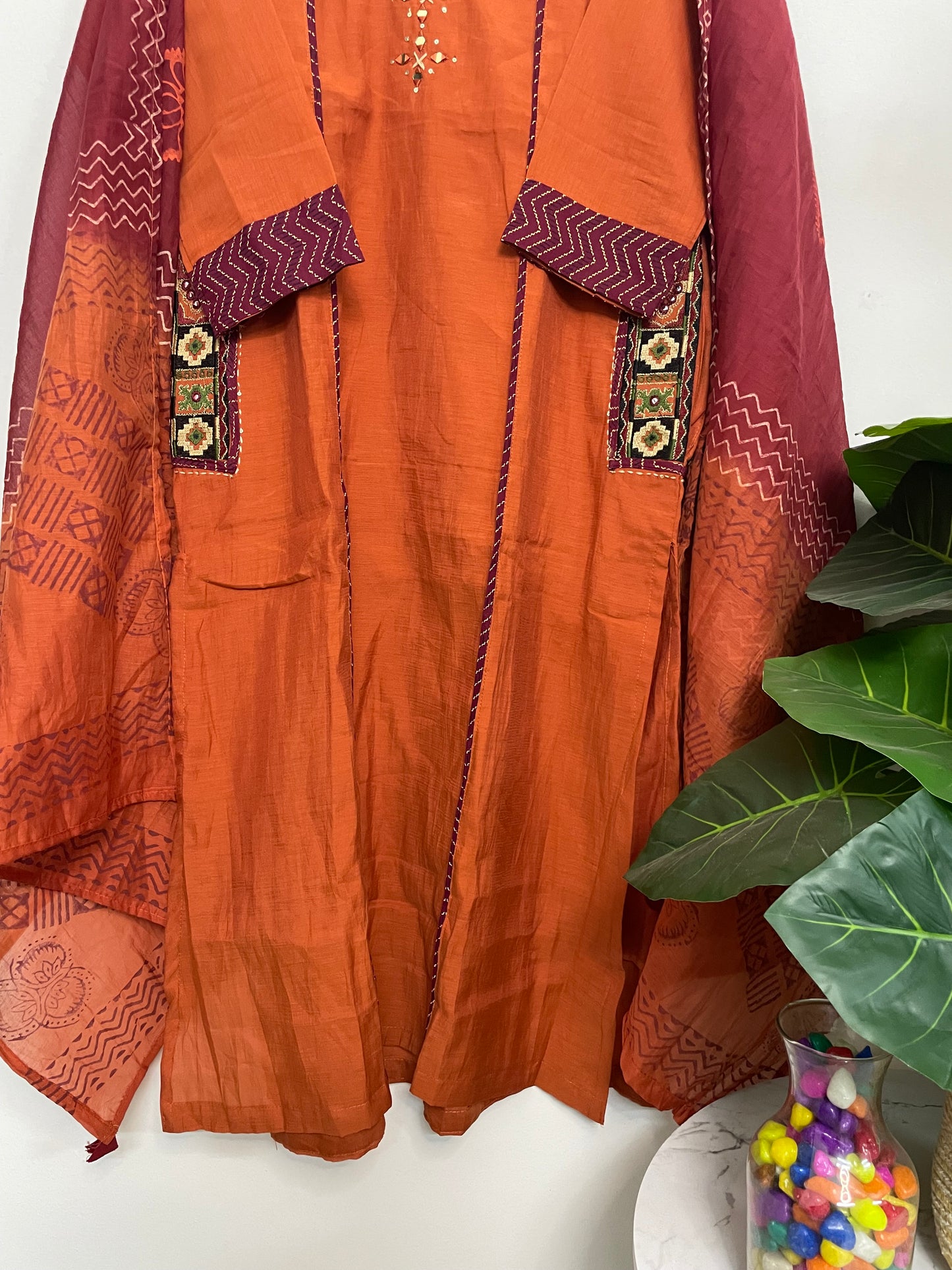 T068-Premium Pure cotton kurti with pant and dupatta