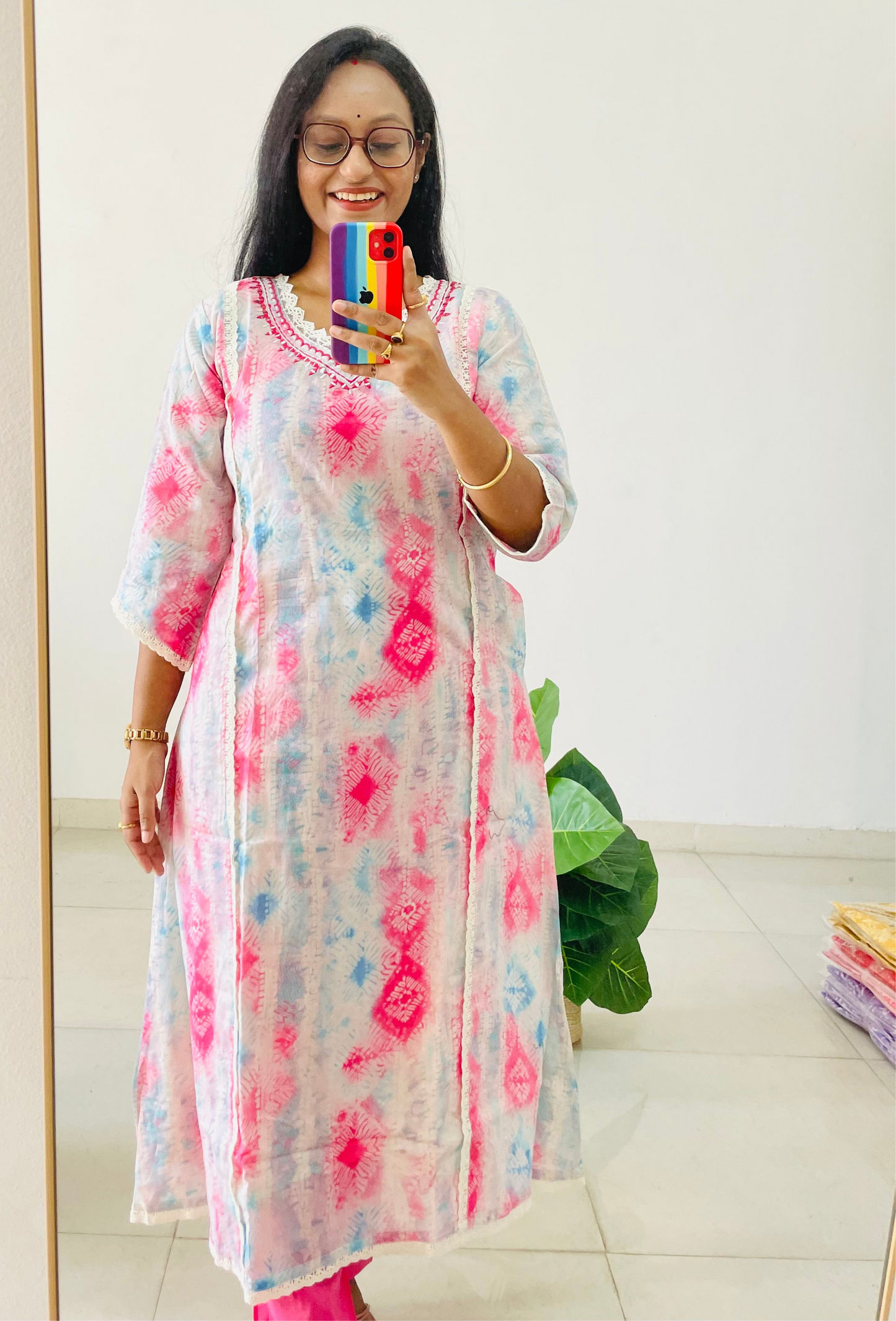 T017-Premium Pakistani style Pure cotton A-line kurta set