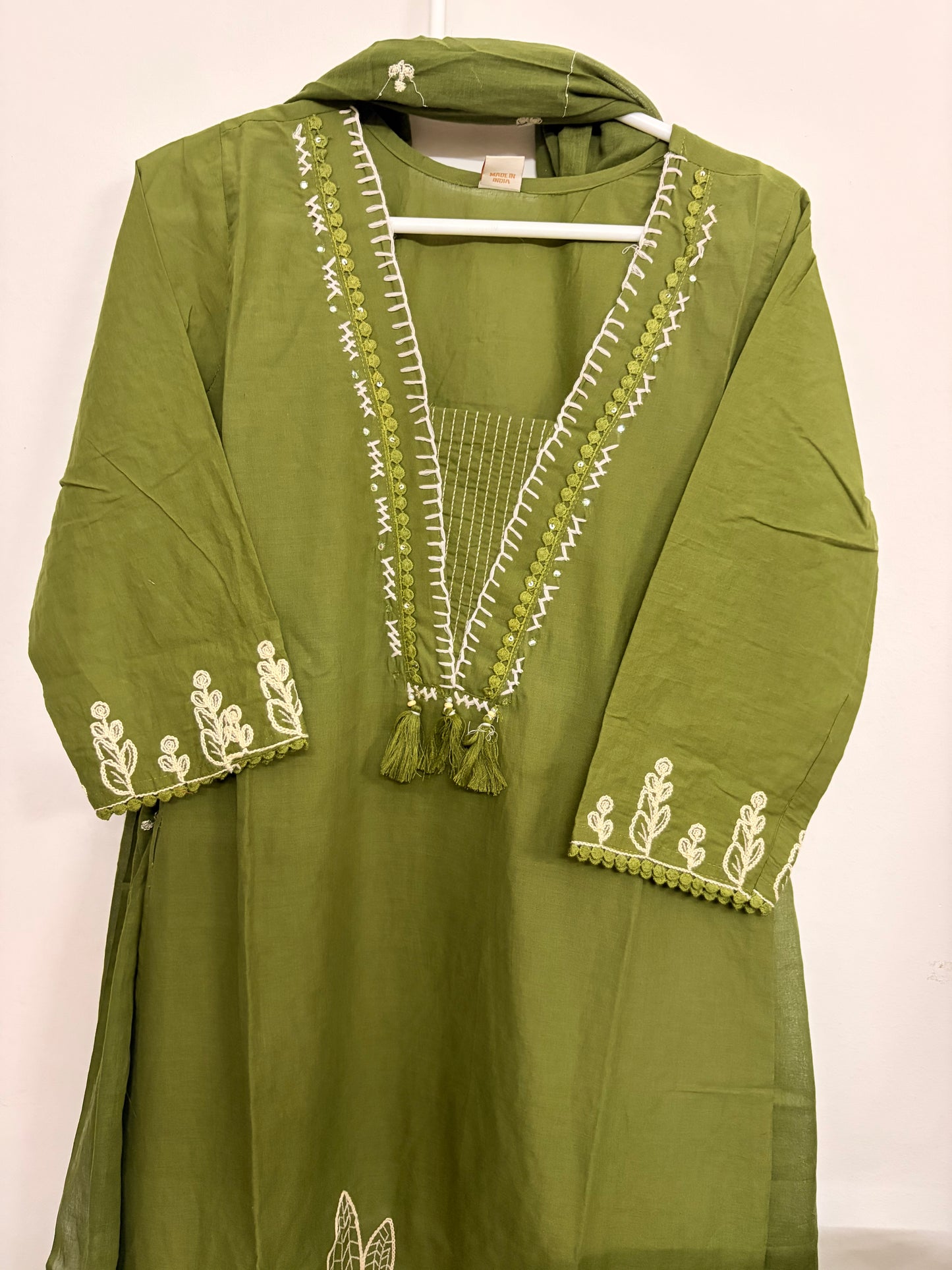 T116- Premium Pure Cotton kurti with pant and dupatta