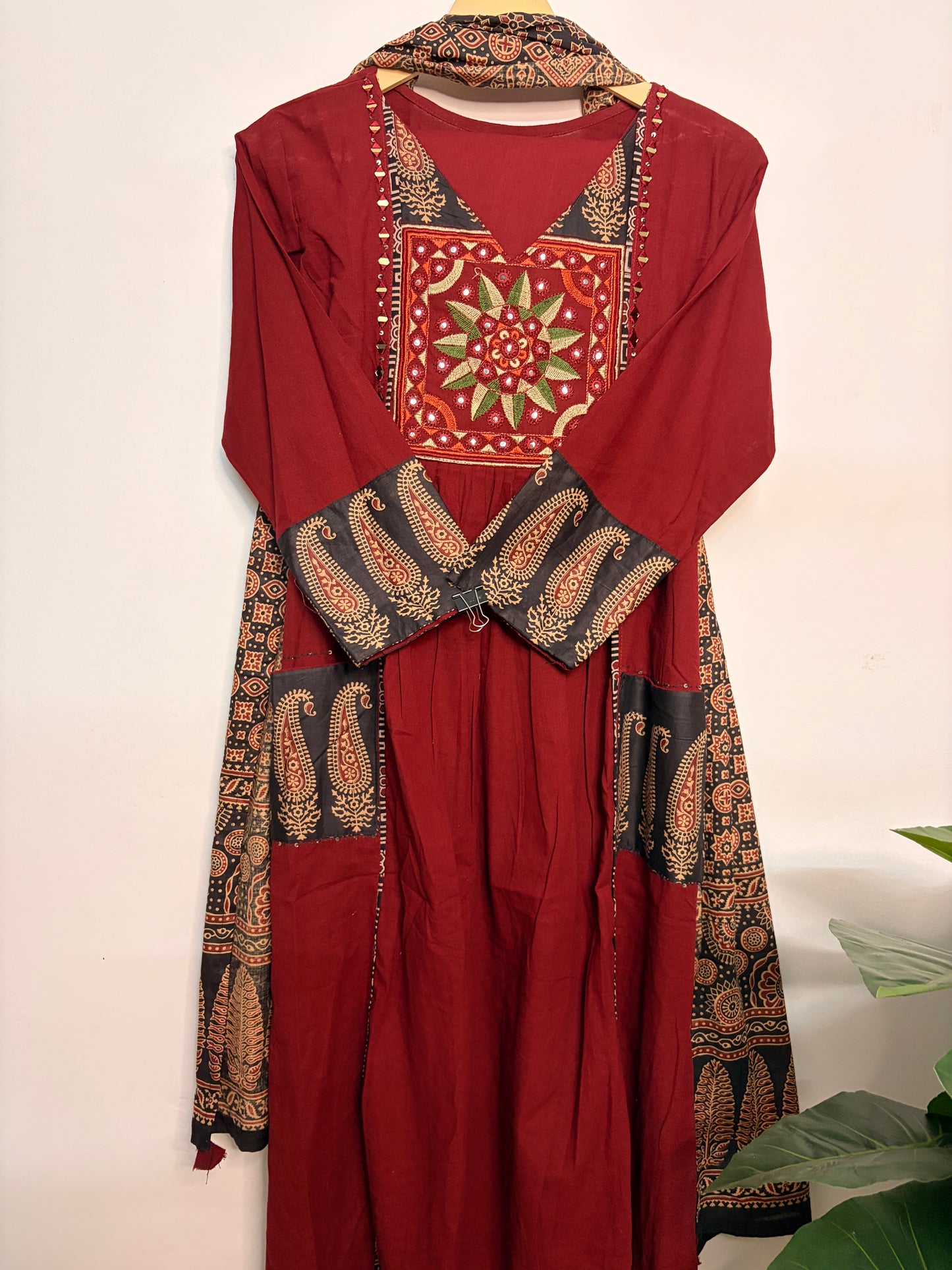 T104- Premium Pure Cotton A-line kurti with pant and dupatta