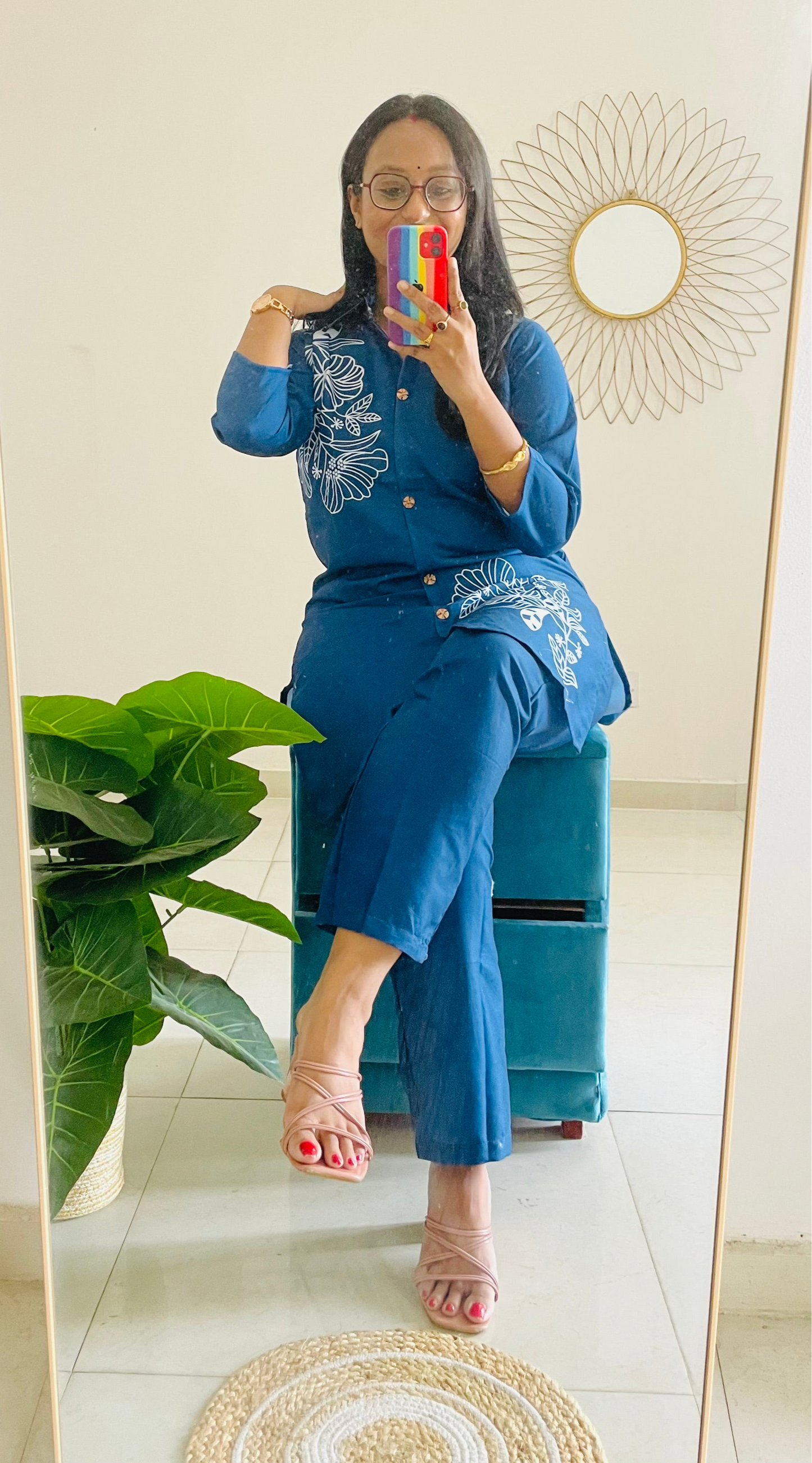 T034-NAVY MUSE PREMIUM COTTON CO-ORD