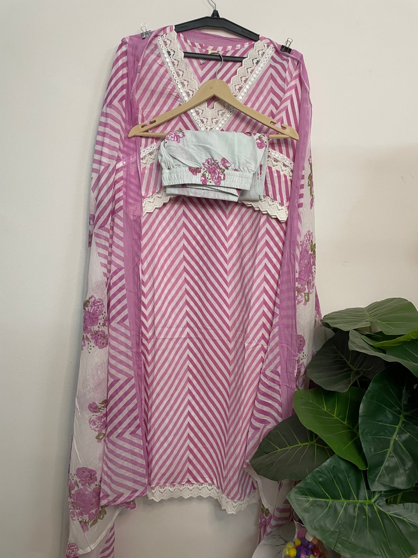 T084- Premium Pure Cotton Straight Kurti with pant and dupatta