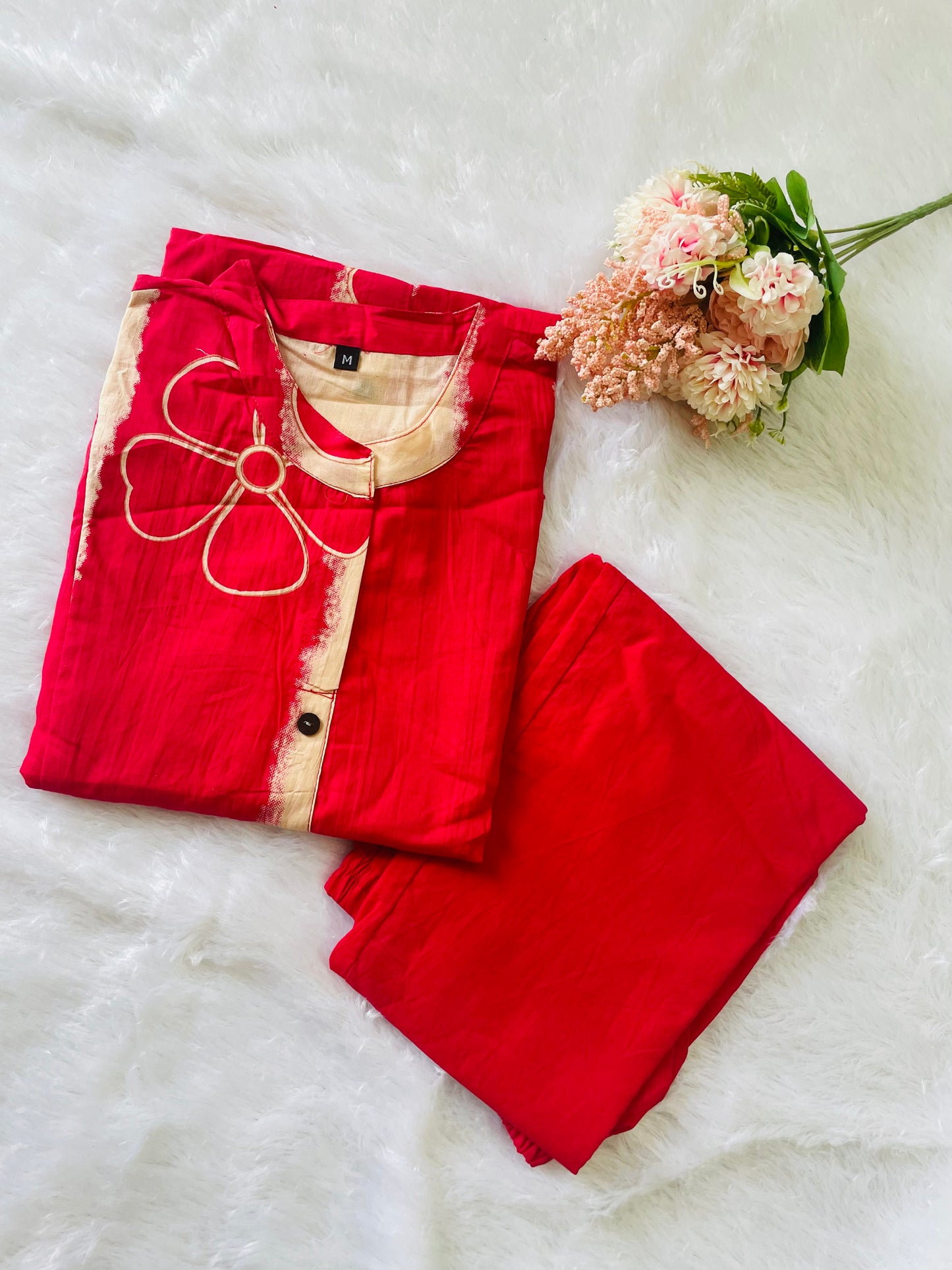 T030-FUSCHIA TIE DYE COTTON KURTA SET