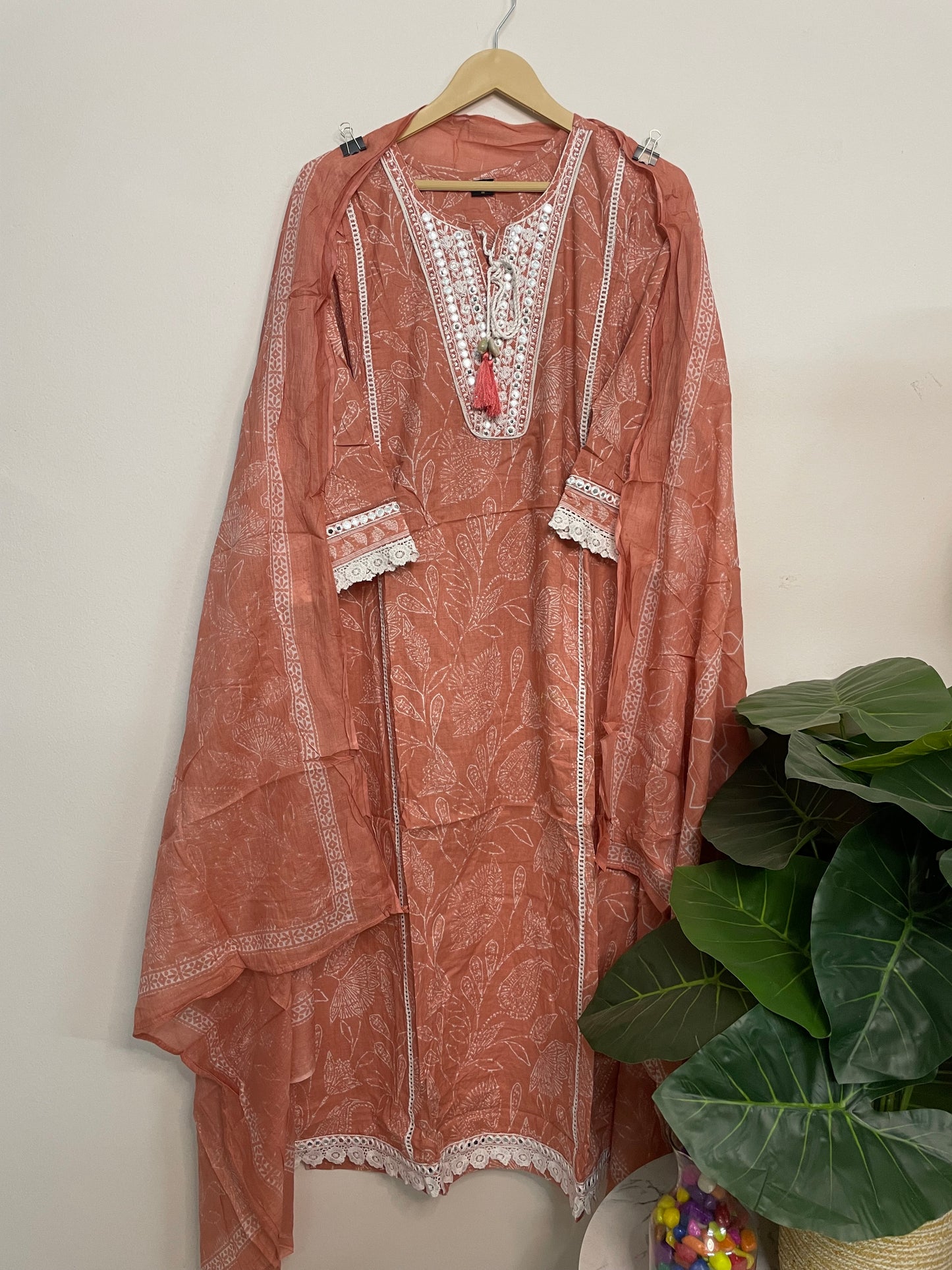 T080- Premium Pure cotton kurti with pant and dupatta