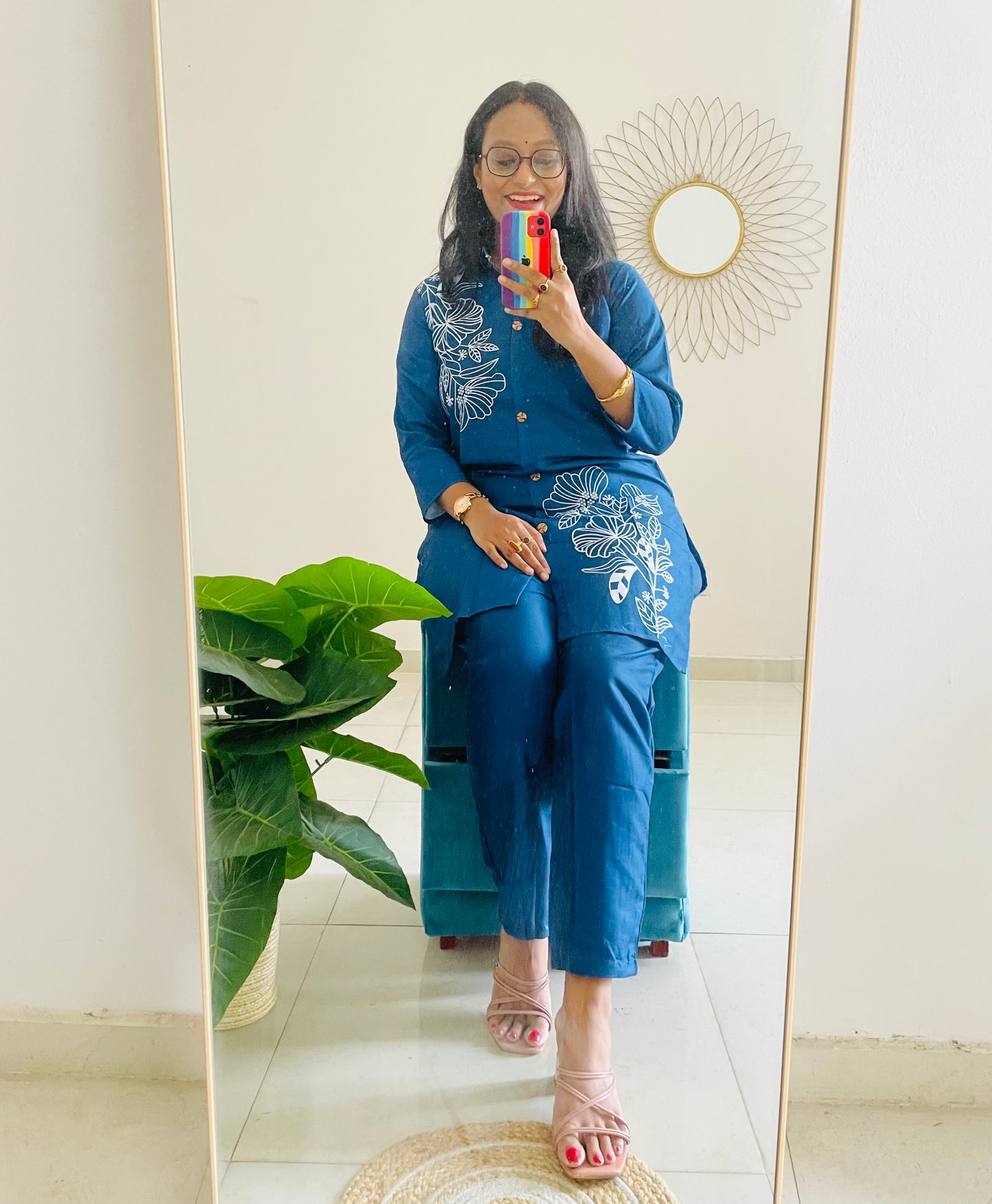 T034-NAVY MUSE PREMIUM COTTON CO-ORD