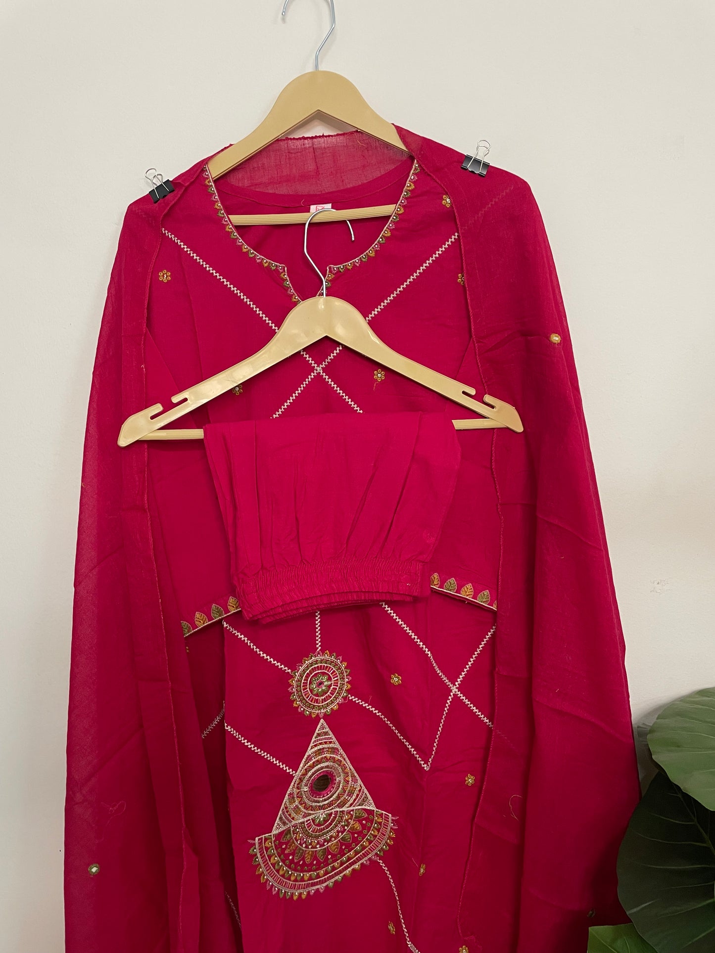 T073-Premium Pure cotton kurti with pant and dupatta