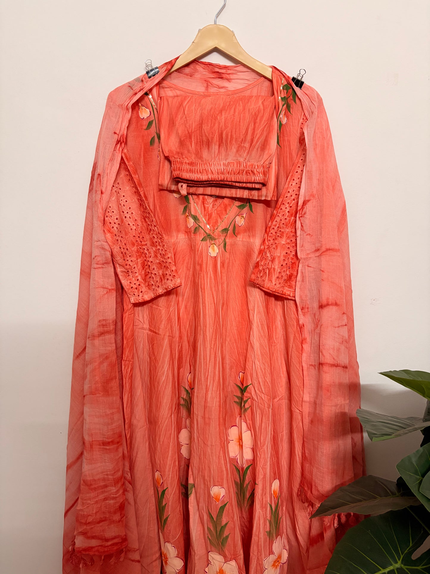 T113- Premium Pure Cotton Anarkali kurti with pant and dupatta
