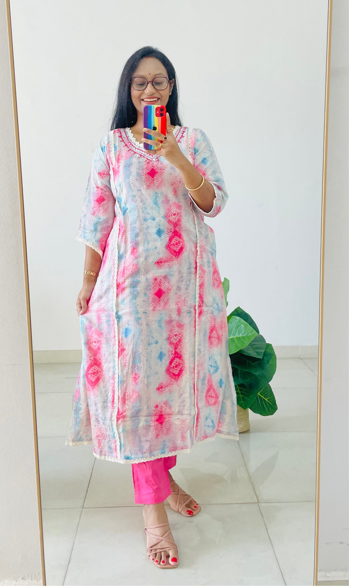 T017-Premium Pakistani style Pure cotton A-line kurta set