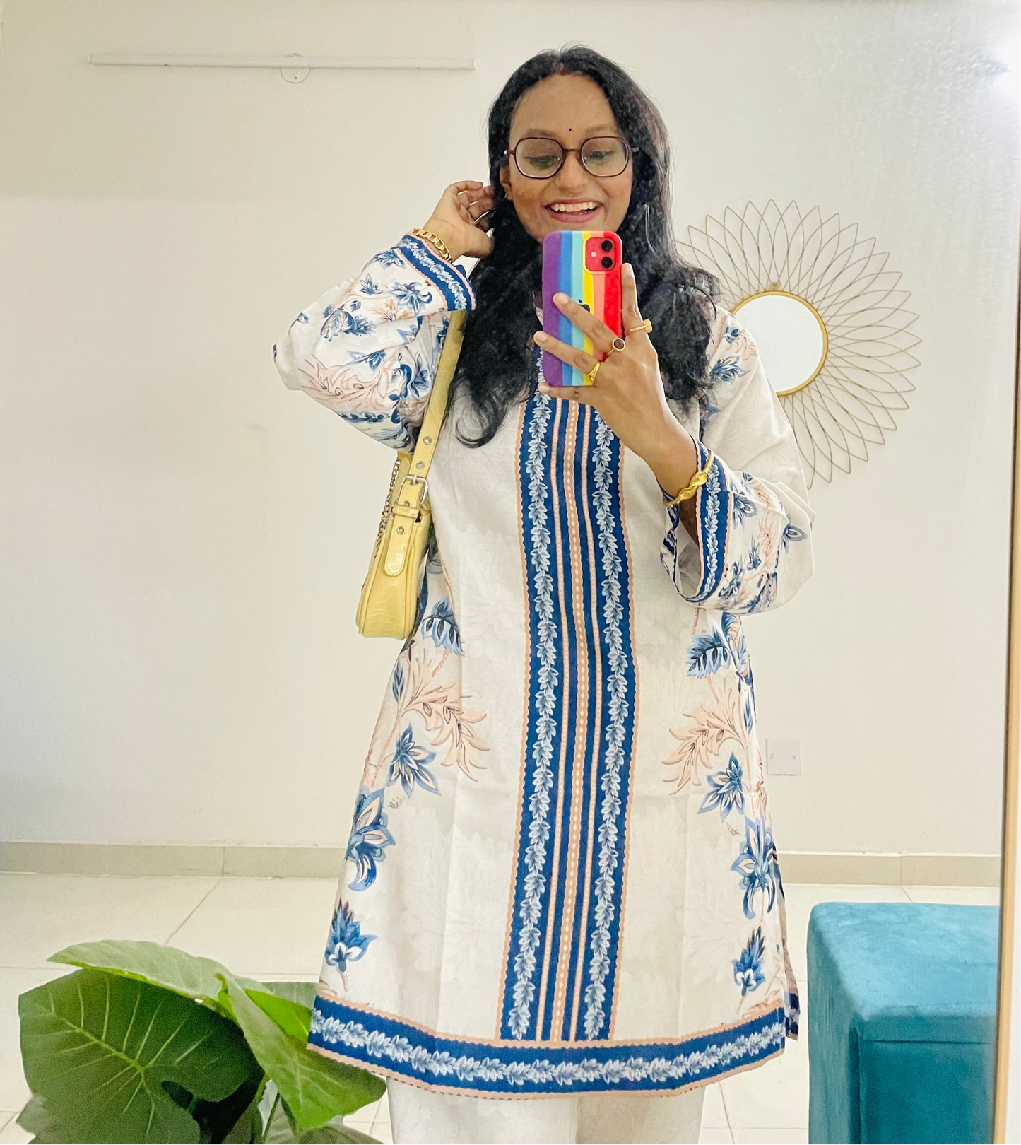 T037-BLUE WHITE BAROQUE PAKISTANI COTTON CO-ORD