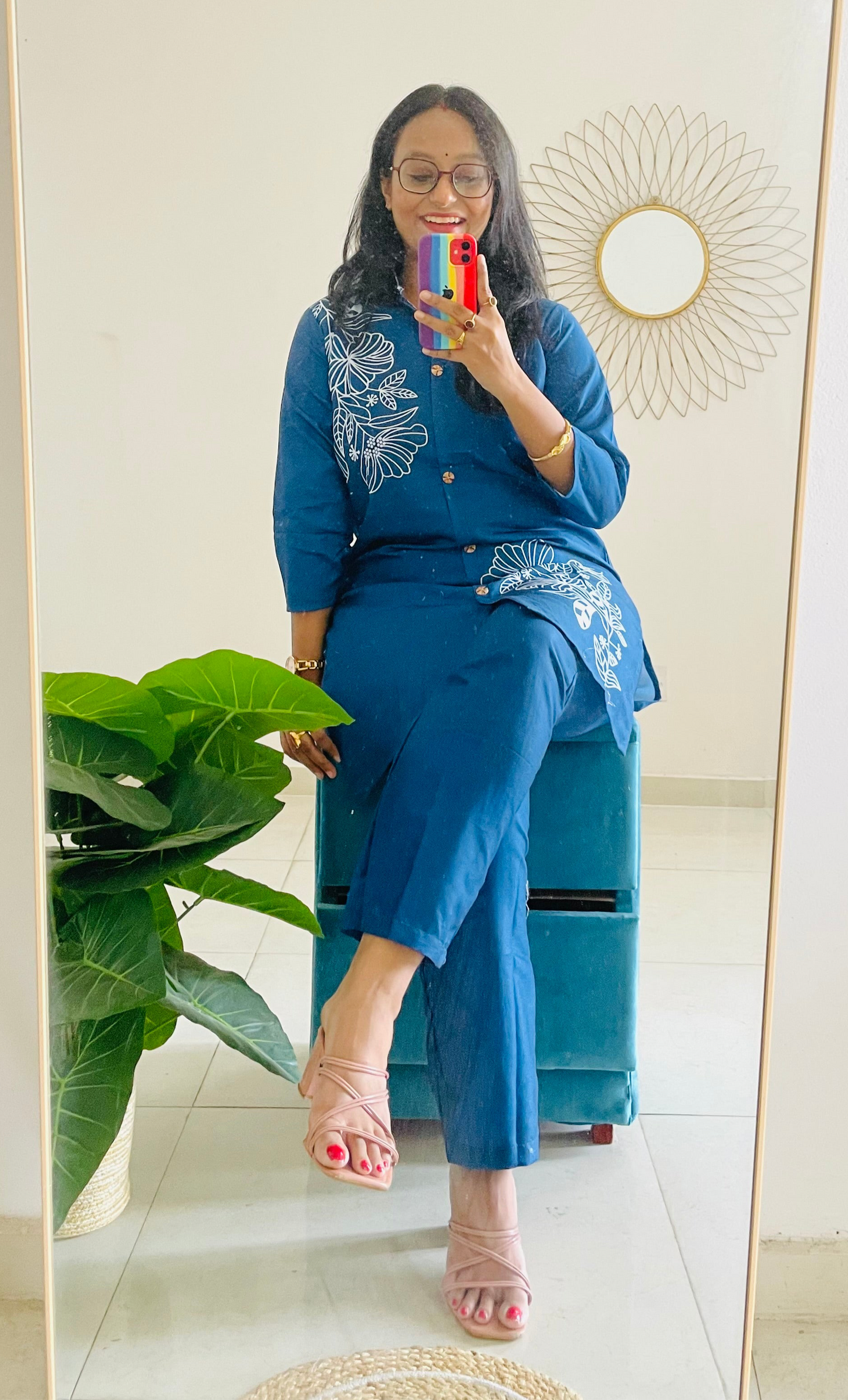 T034-NAVY MUSE PREMIUM COTTON CO-ORD