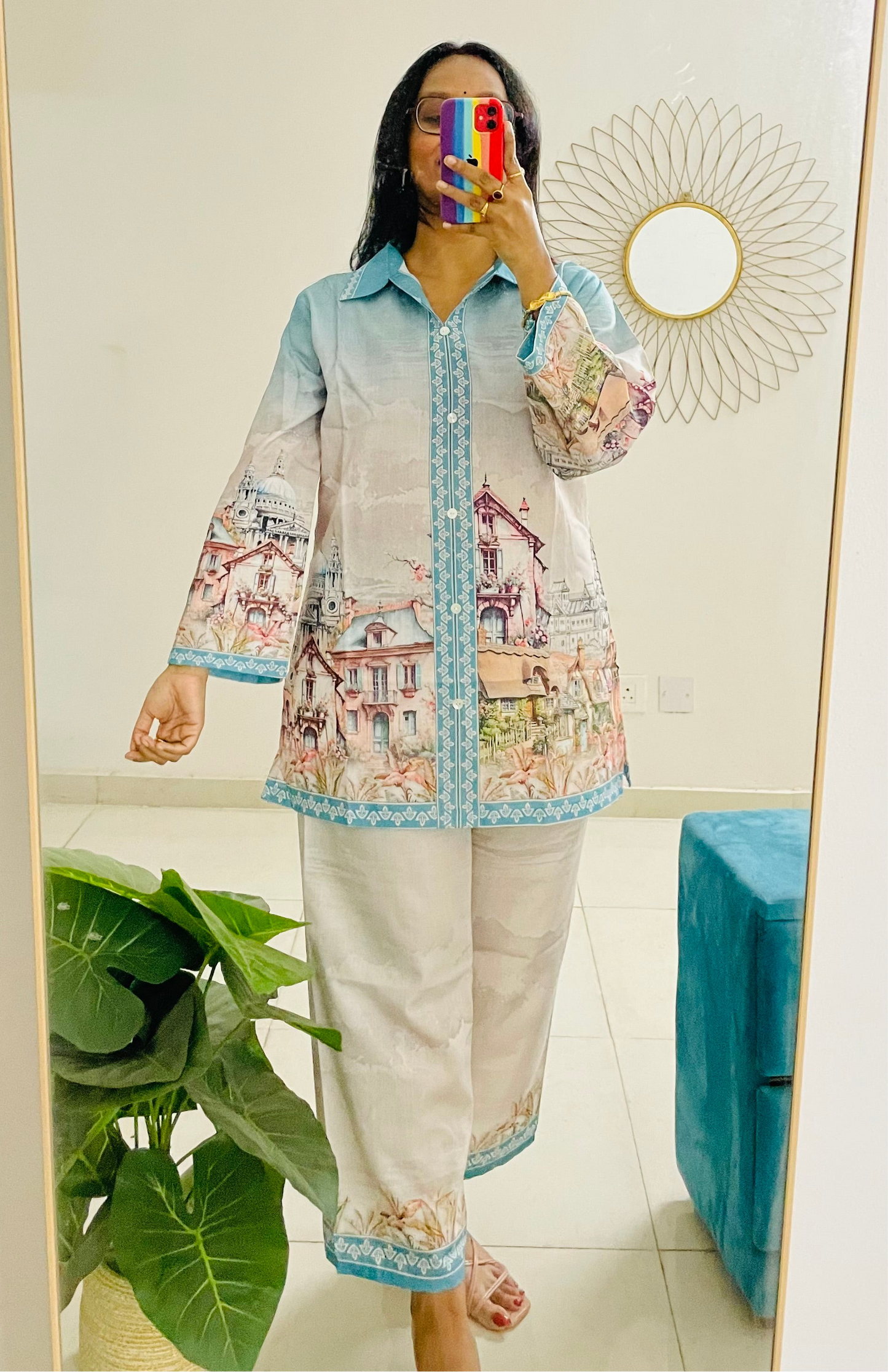 T040-CANVAS OF CLOUDS PAINTED COTTON CO-ORD