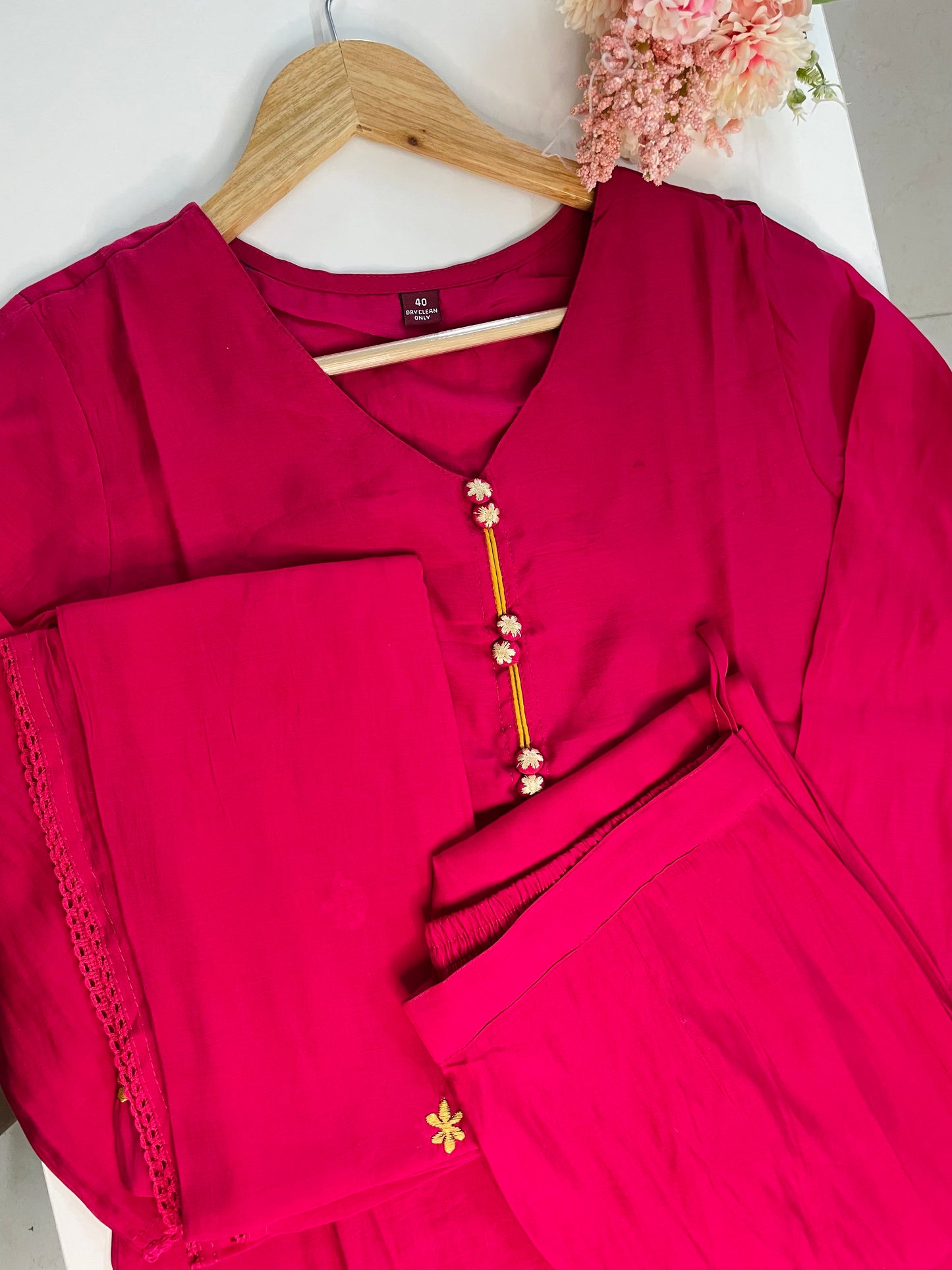 T052-Premium Mul Chanderi A-line Kurti with pant and dupatta
