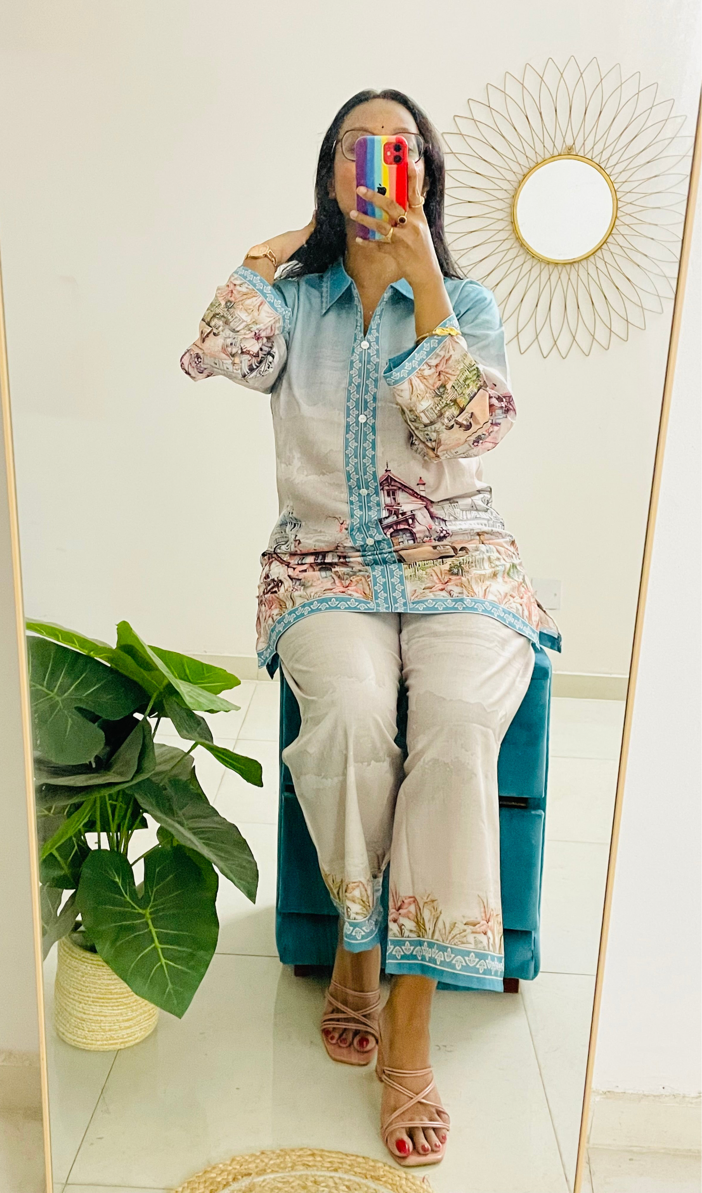 T040-CANVAS OF CLOUDS PAINTED COTTON CO-ORD