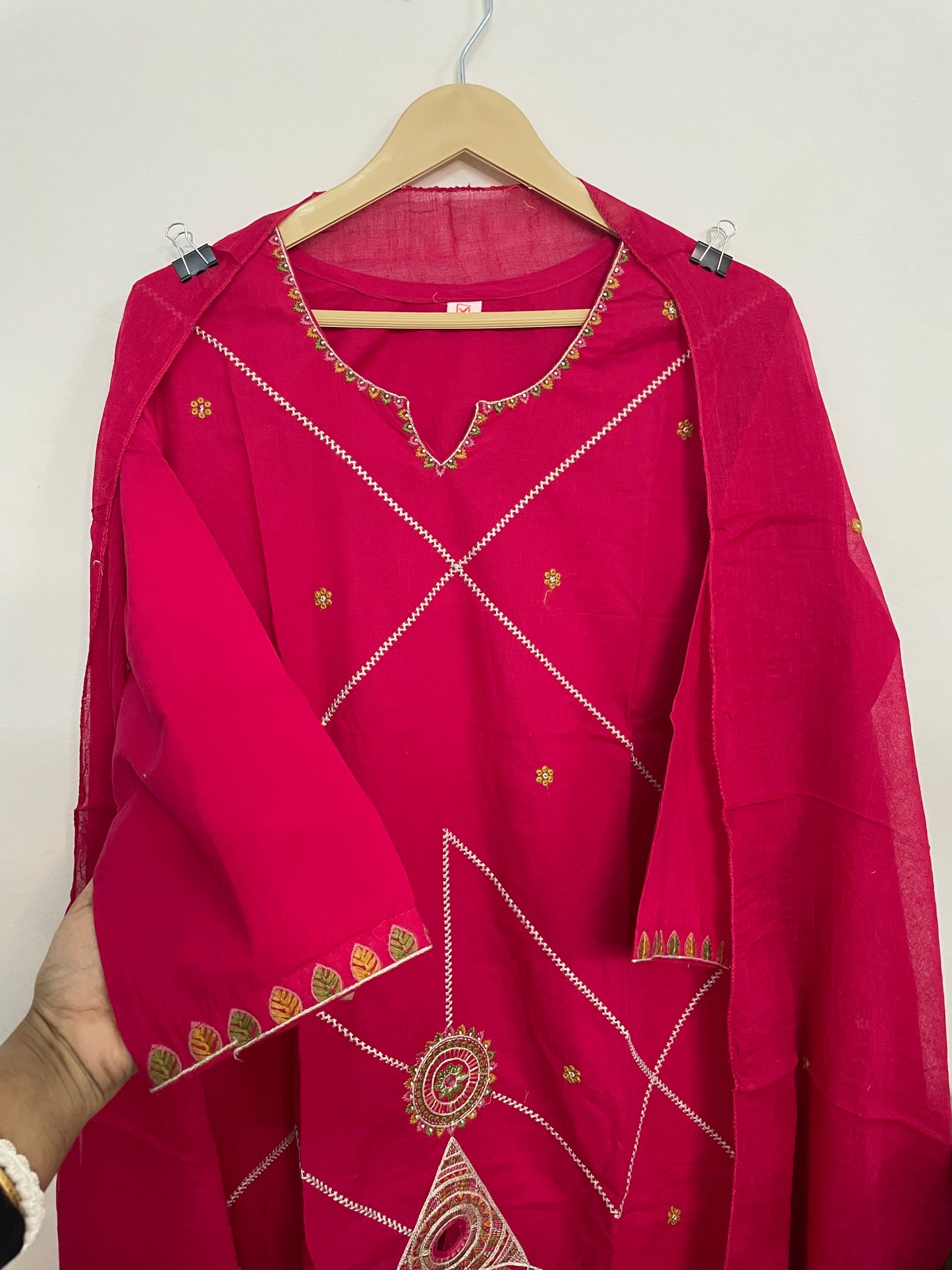 T073-Premium Pure cotton kurti with pant and dupatta