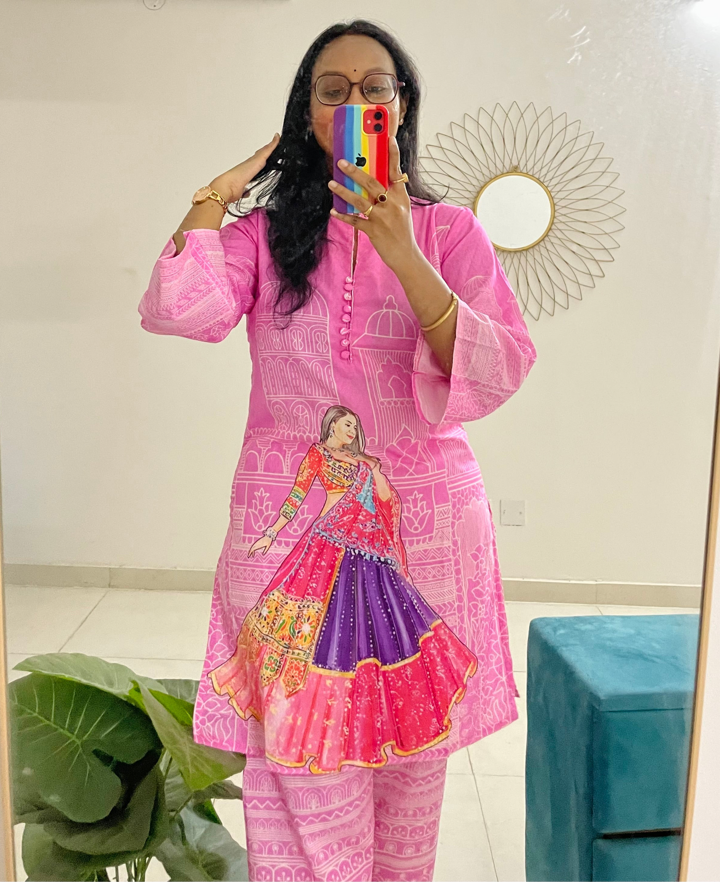 T039-PINK IMPRESSION PAINTED PREMIUM COTTON CO-ORD