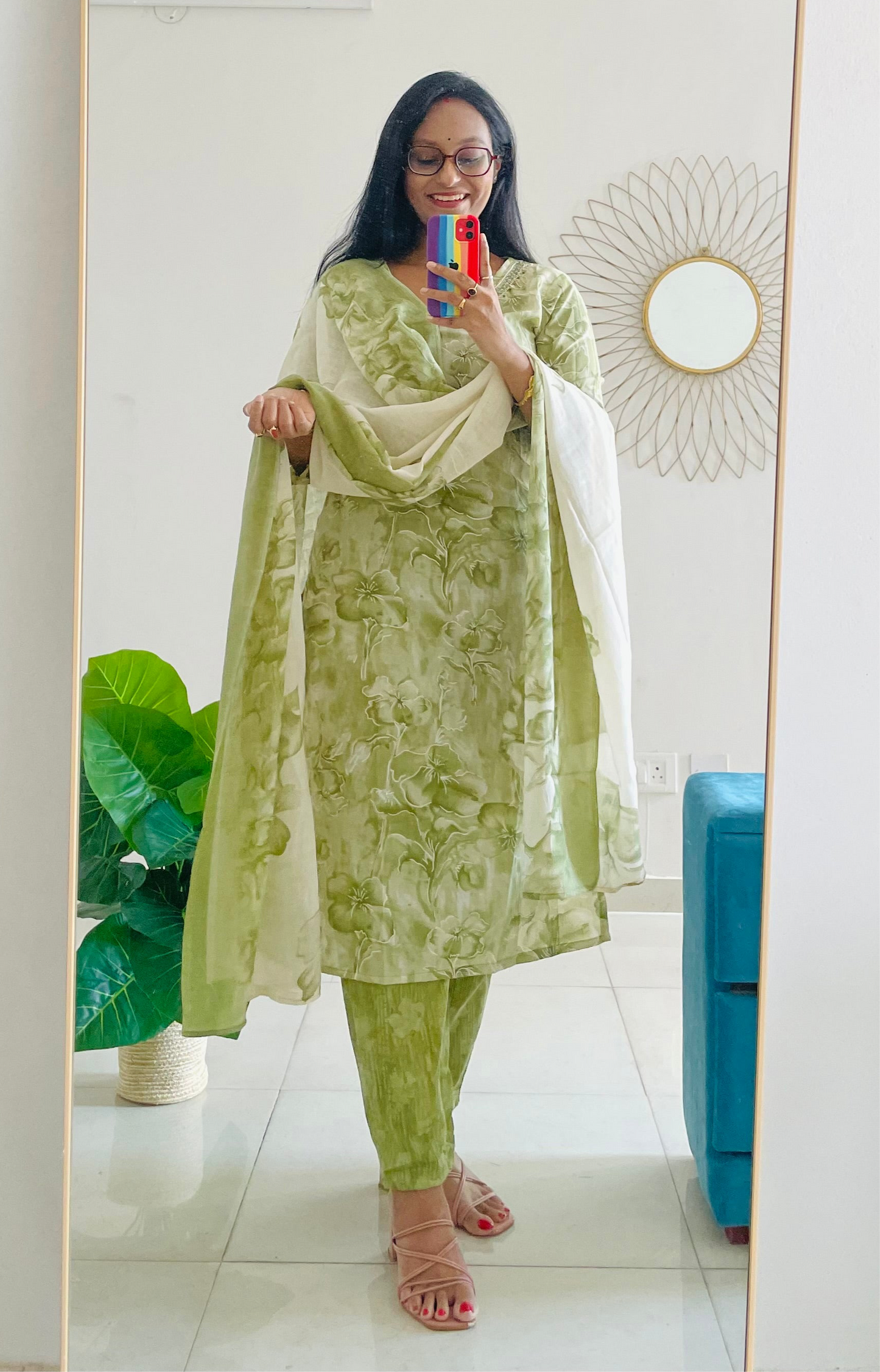 T020-Premium Pure cotton kurti with pant and dupatta