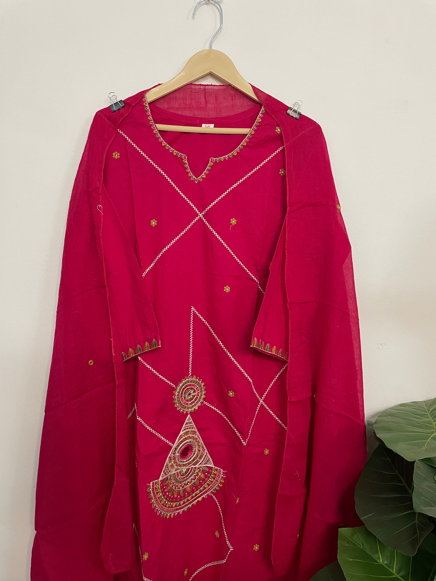 T073-Premium Pure cotton kurti with pant and dupatta