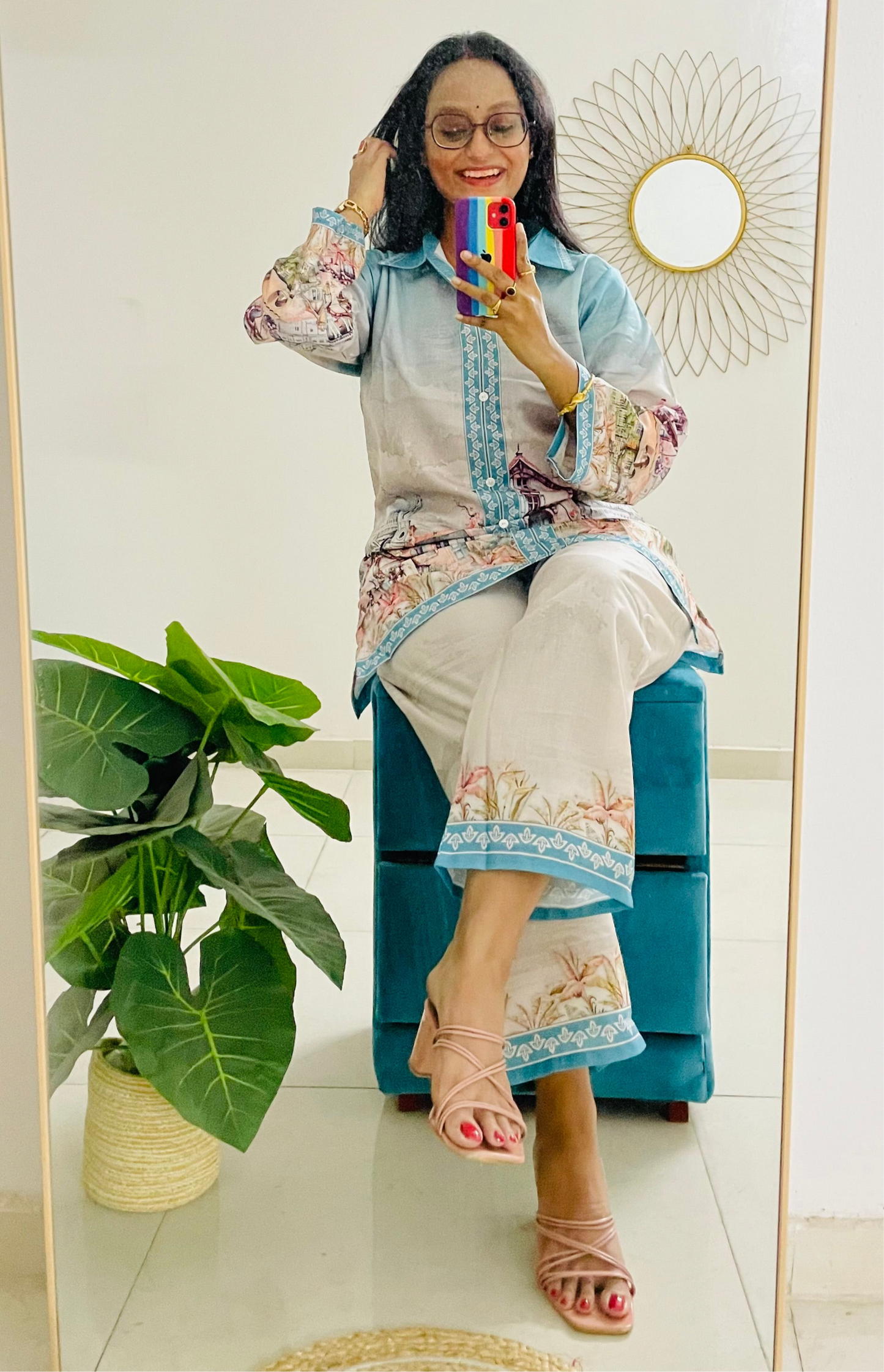 T040-CANVAS OF CLOUDS PAINTED COTTON CO-ORD