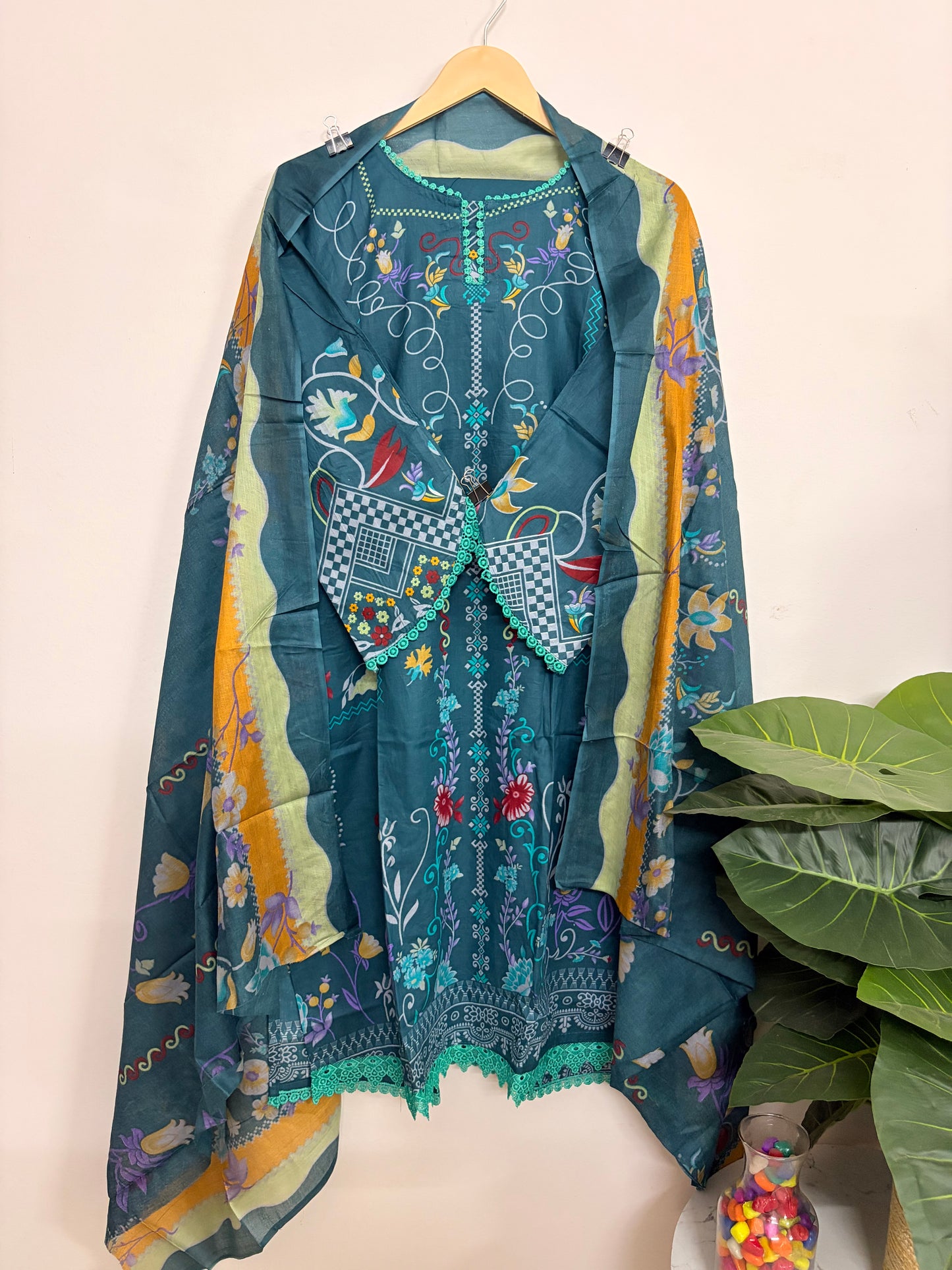 T120- Premium Pure Cotton Pakistani three-piece suit set