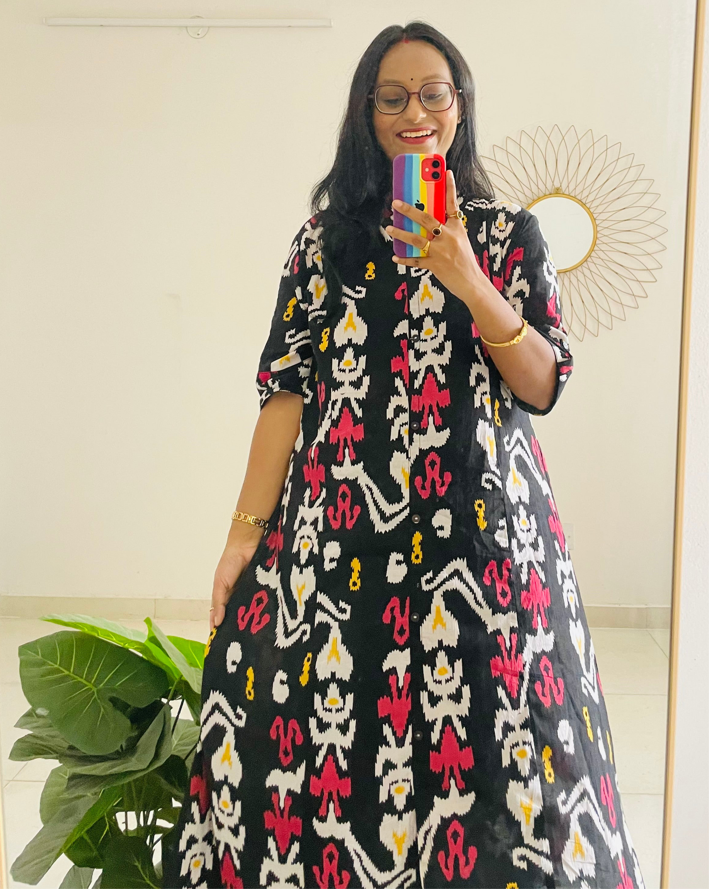 T029- BLACK IVORY COTTON KURTA SET