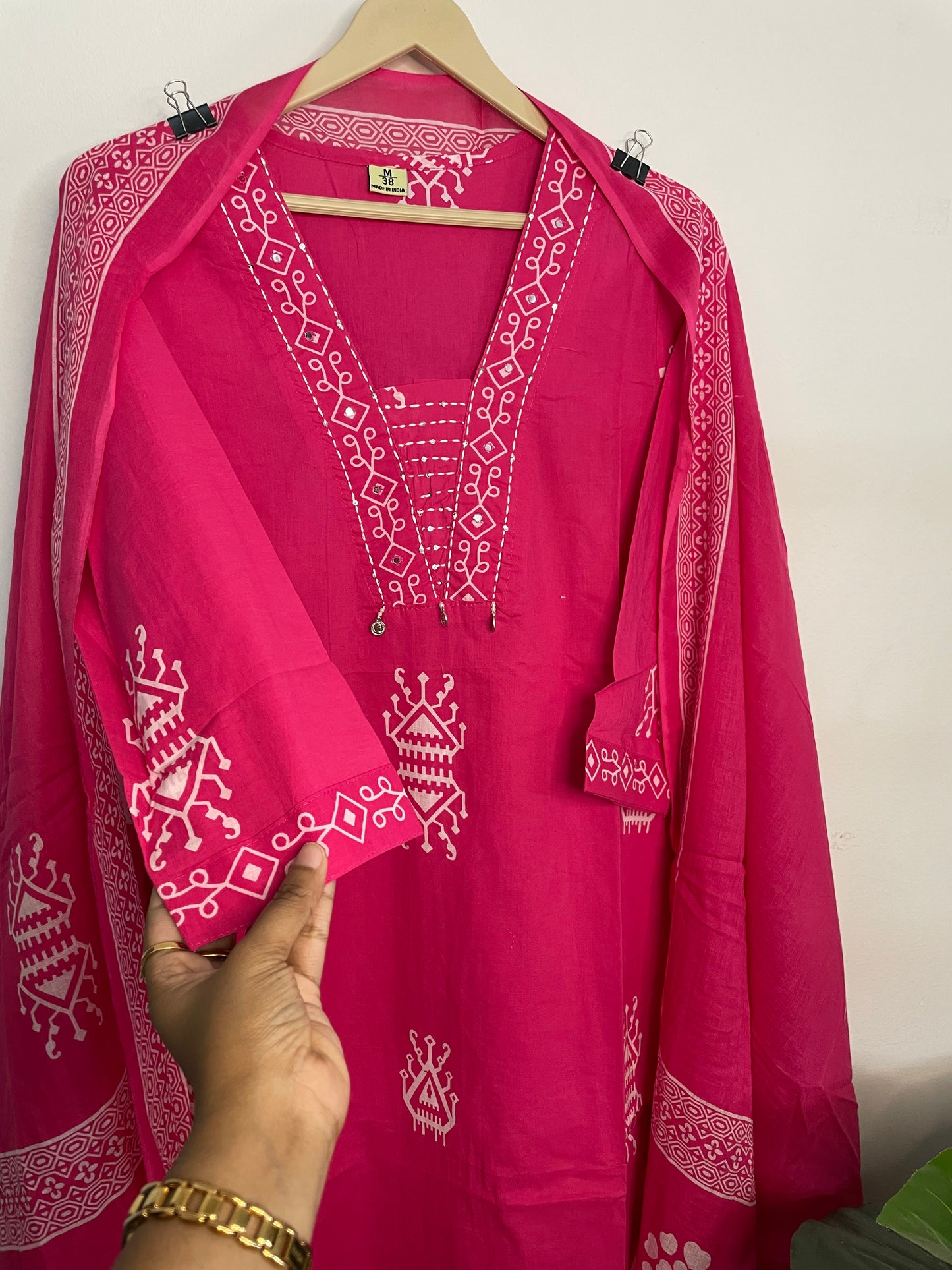 T092- Premium Pure Cotton kurti with pant and dupatta