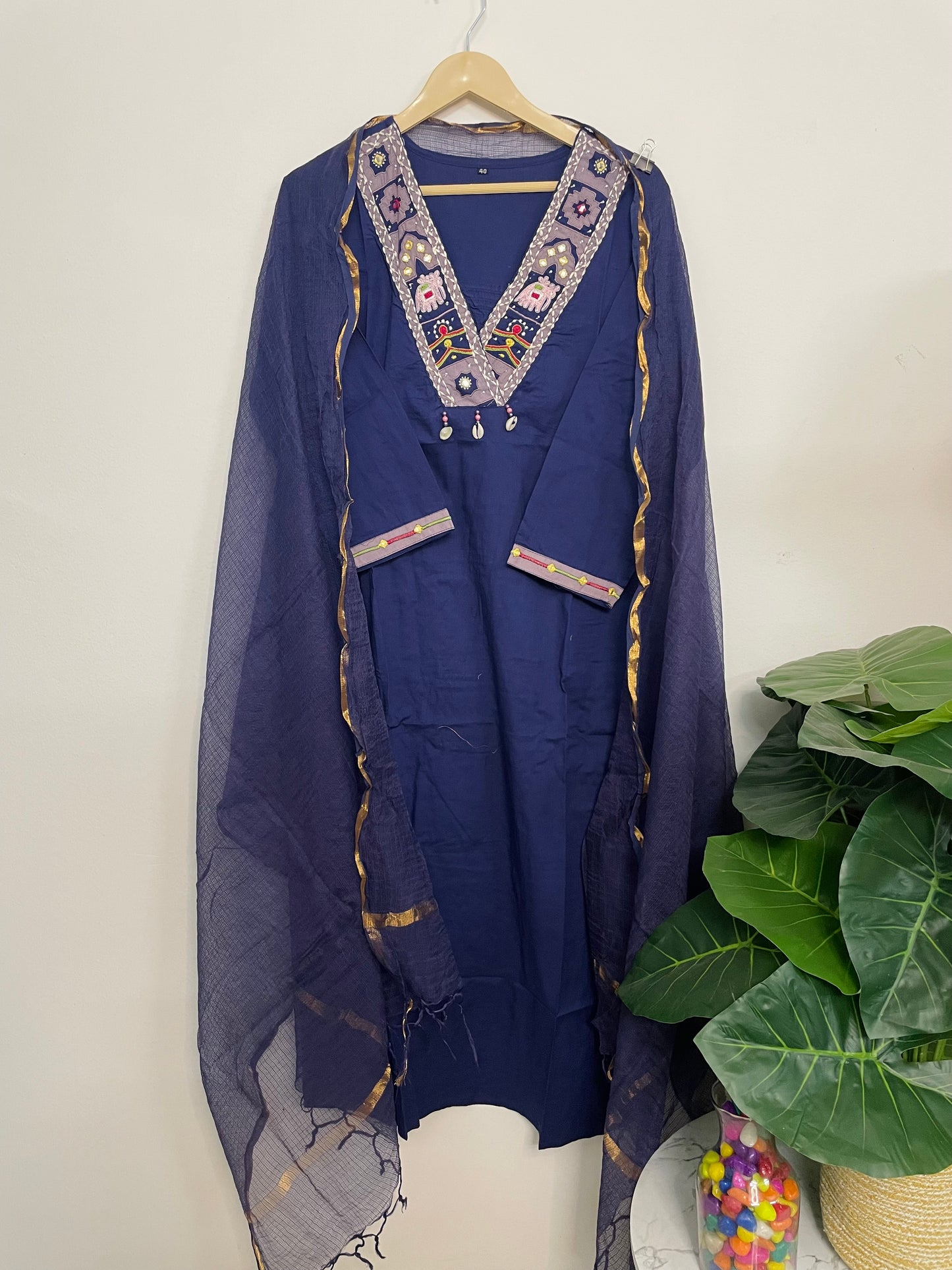 T067-Premium Pure cotton kurti with pant and dupatta