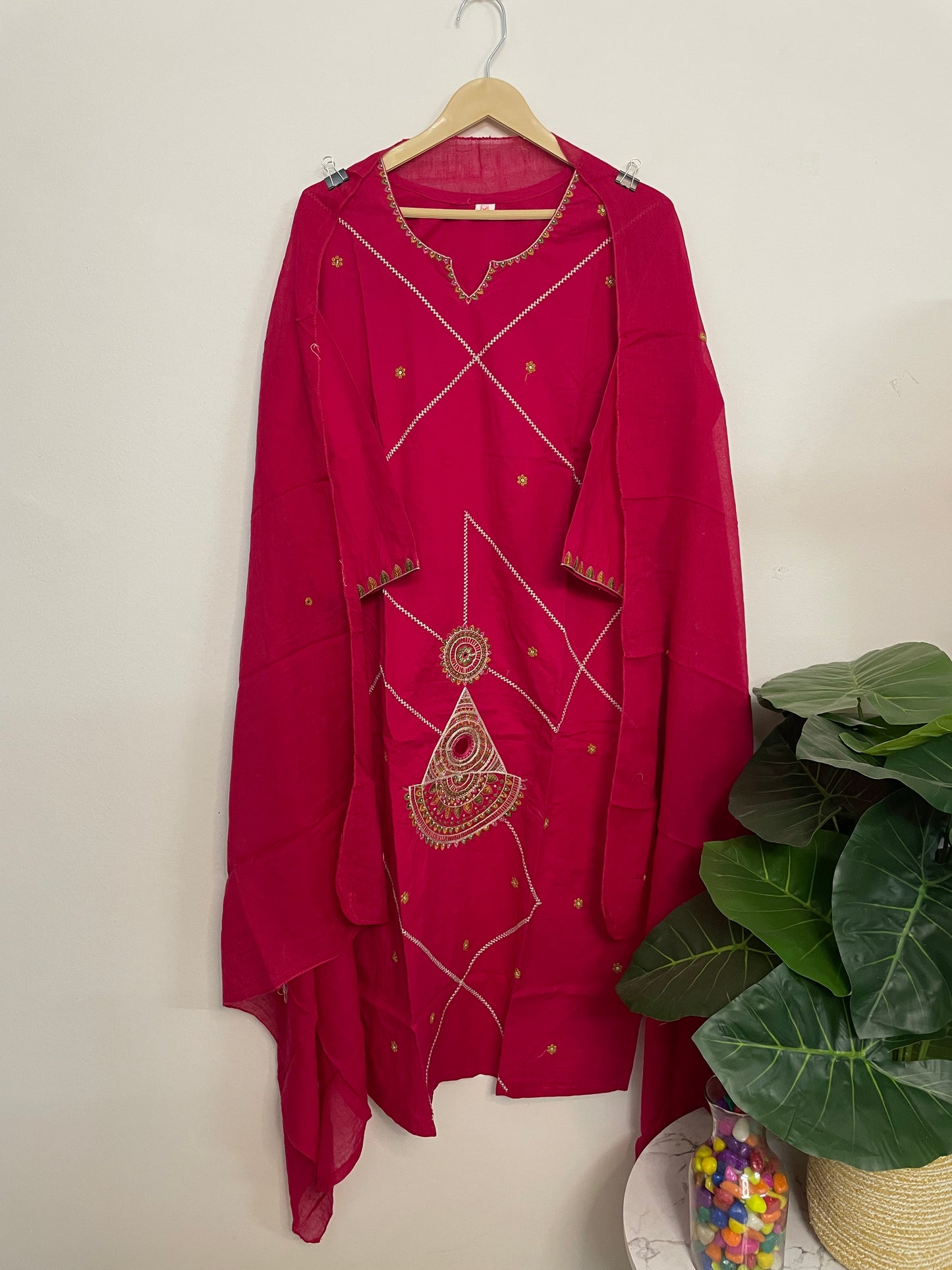 T073-Premium Pure cotton kurti with pant and dupatta